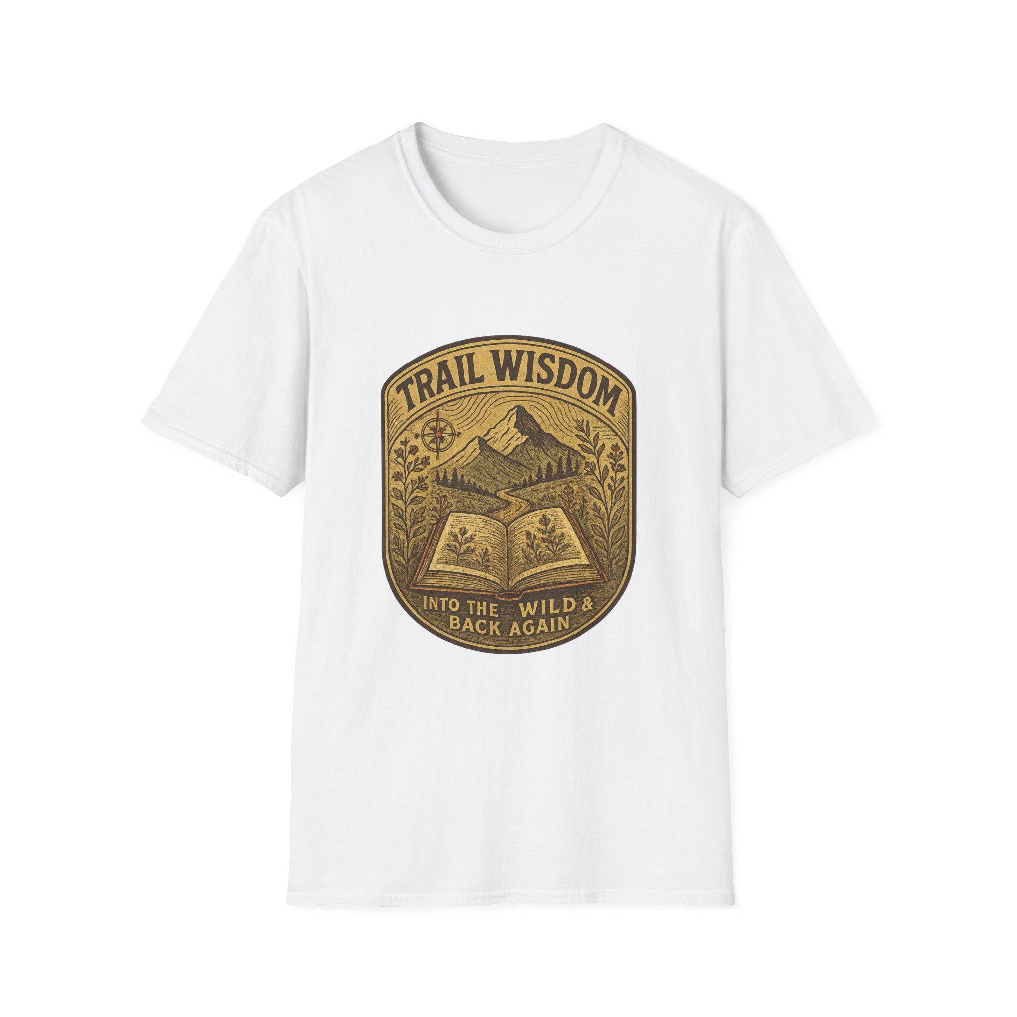 Trail Wisdom mountain badge T-Shirt | hiking nature design