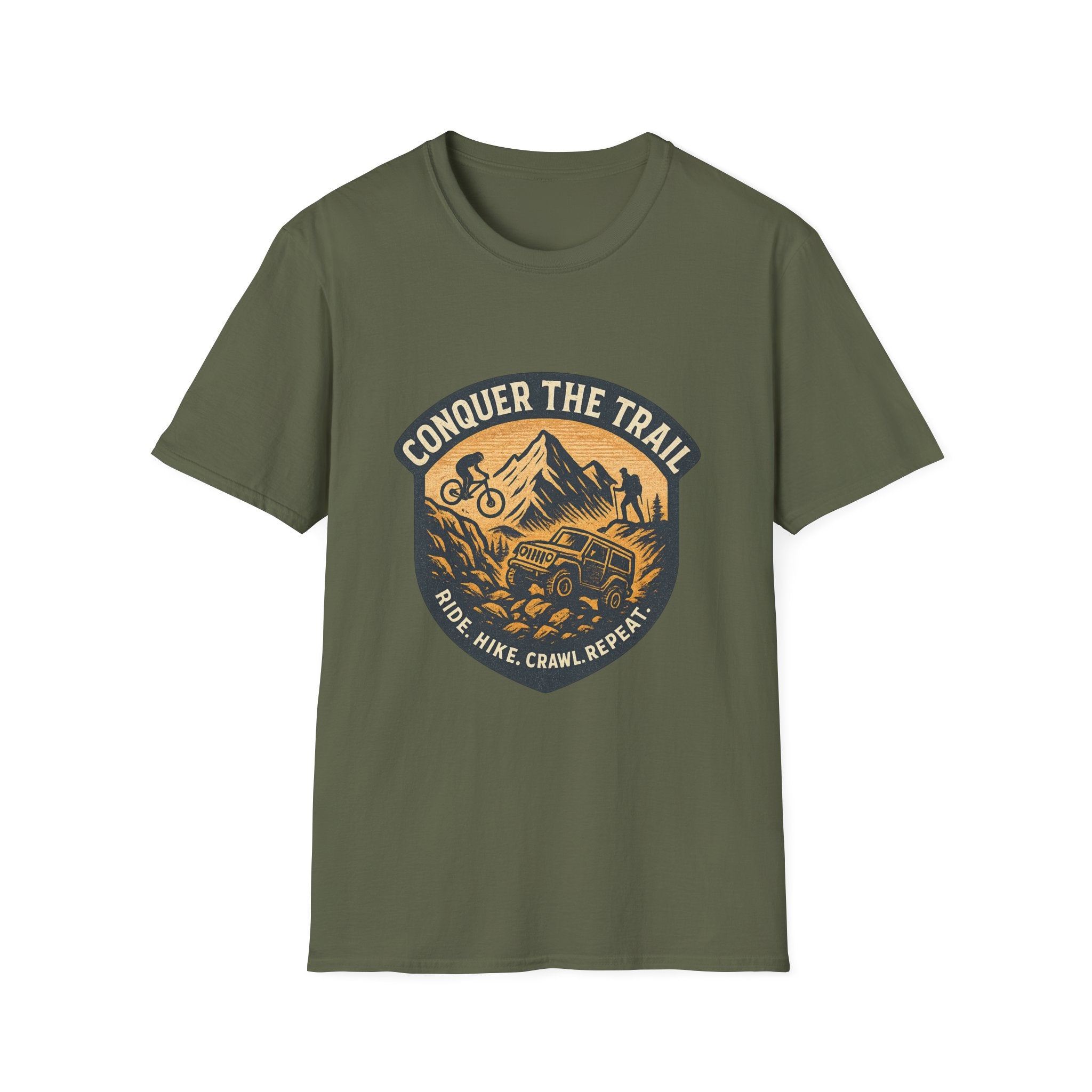 Conquer the Trail Mountain Bike & Hike T-Shirt | Outdoor Adventure Tee