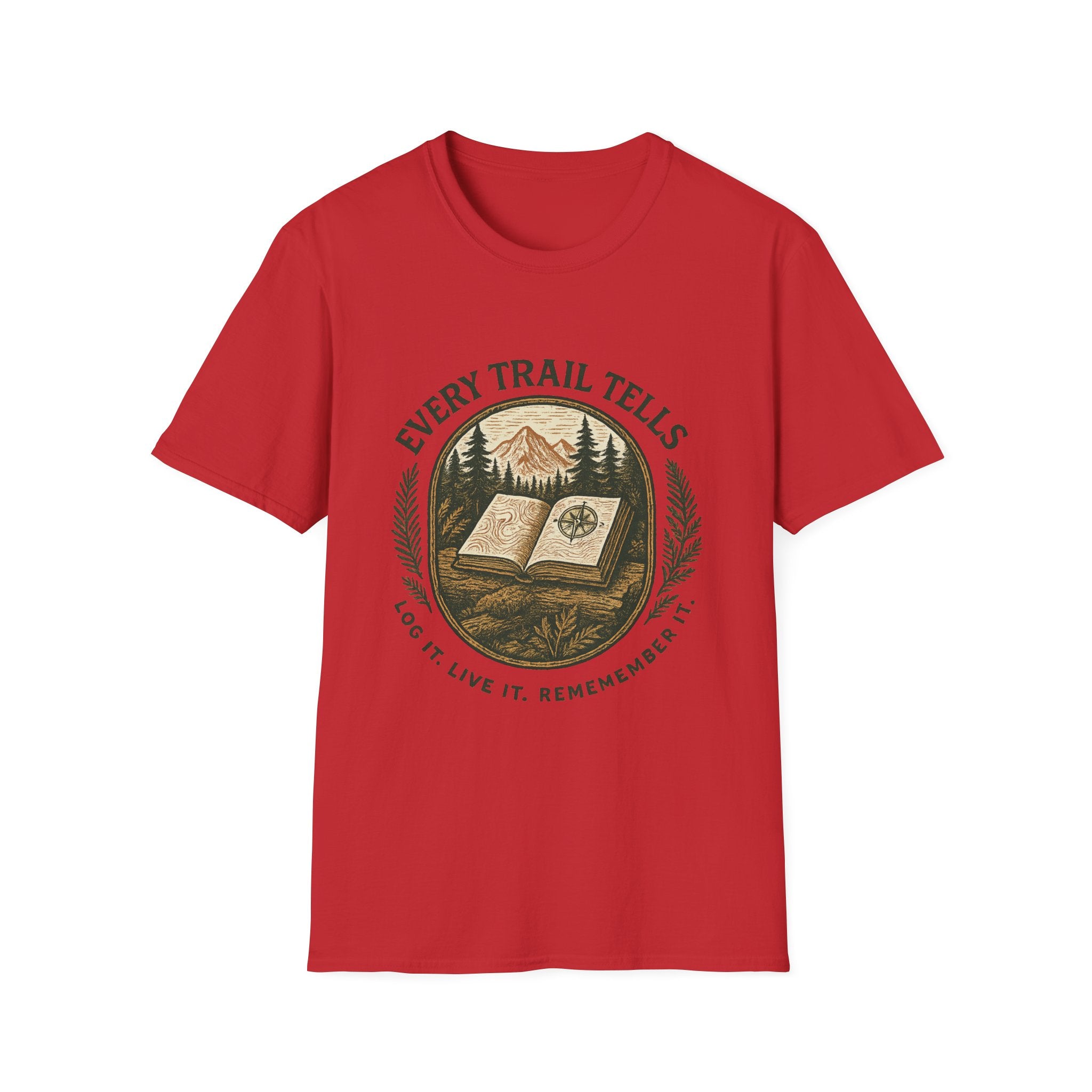 Every Trail Tells T-Shirt | Mountain Map Compass Hiking Shirt
