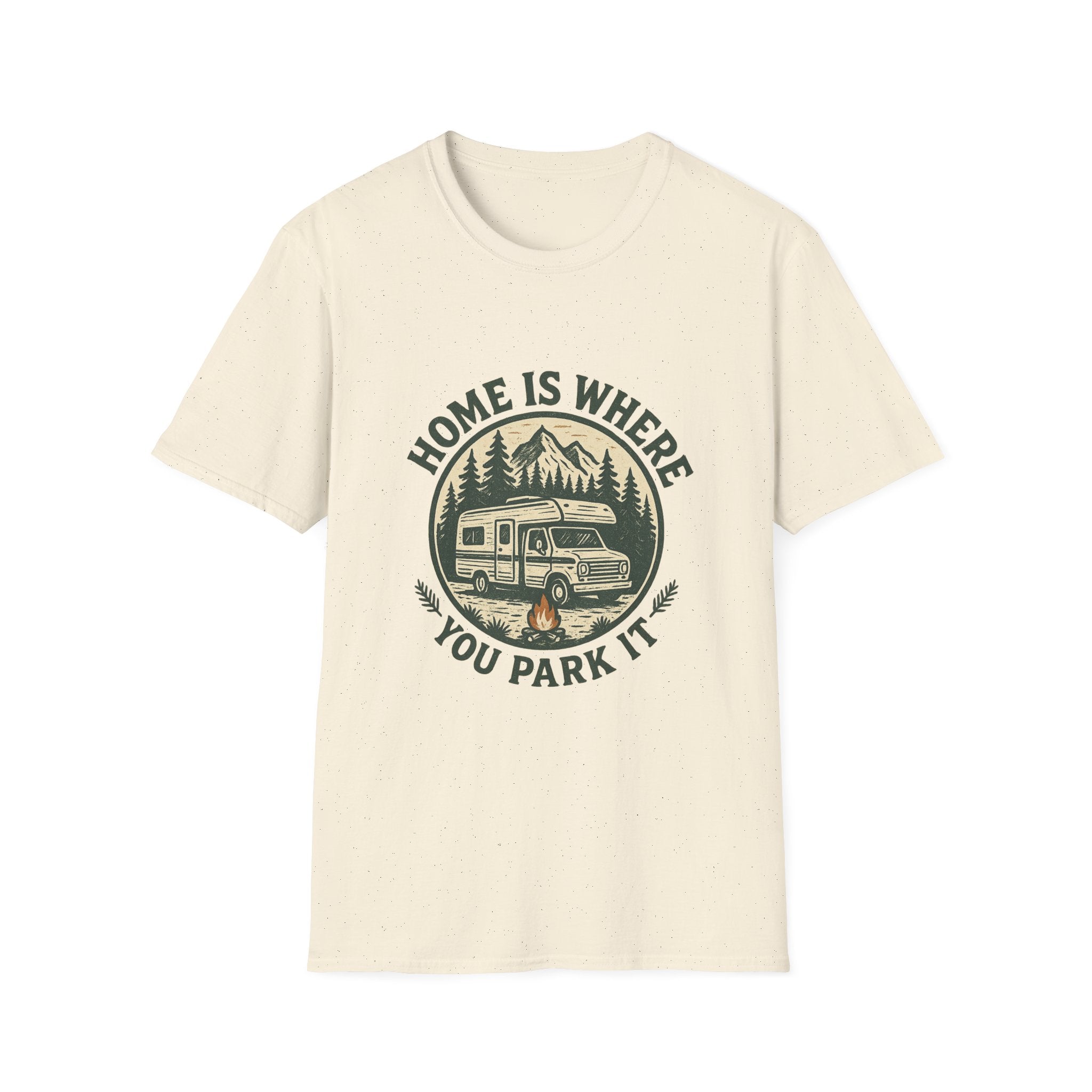 Home Is Where You Park It T-Shirt | RV Camper Mountain Design