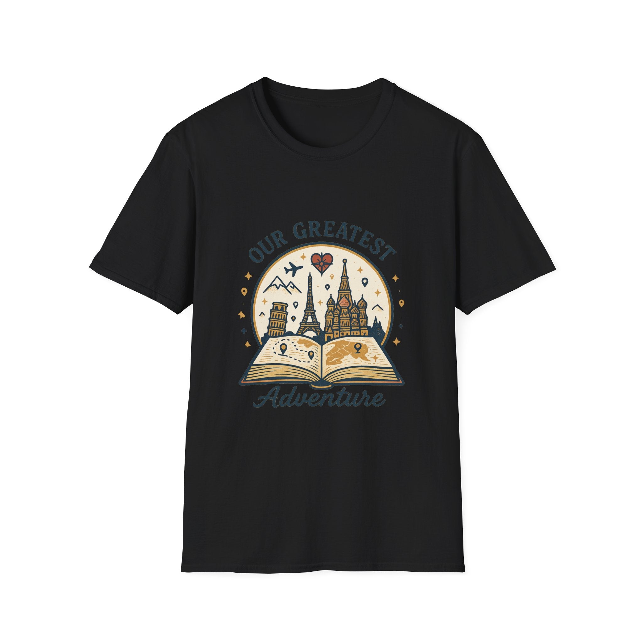 Our Greatest Adventure T-Shirt | Travel Book Castle Hot Air Balloon