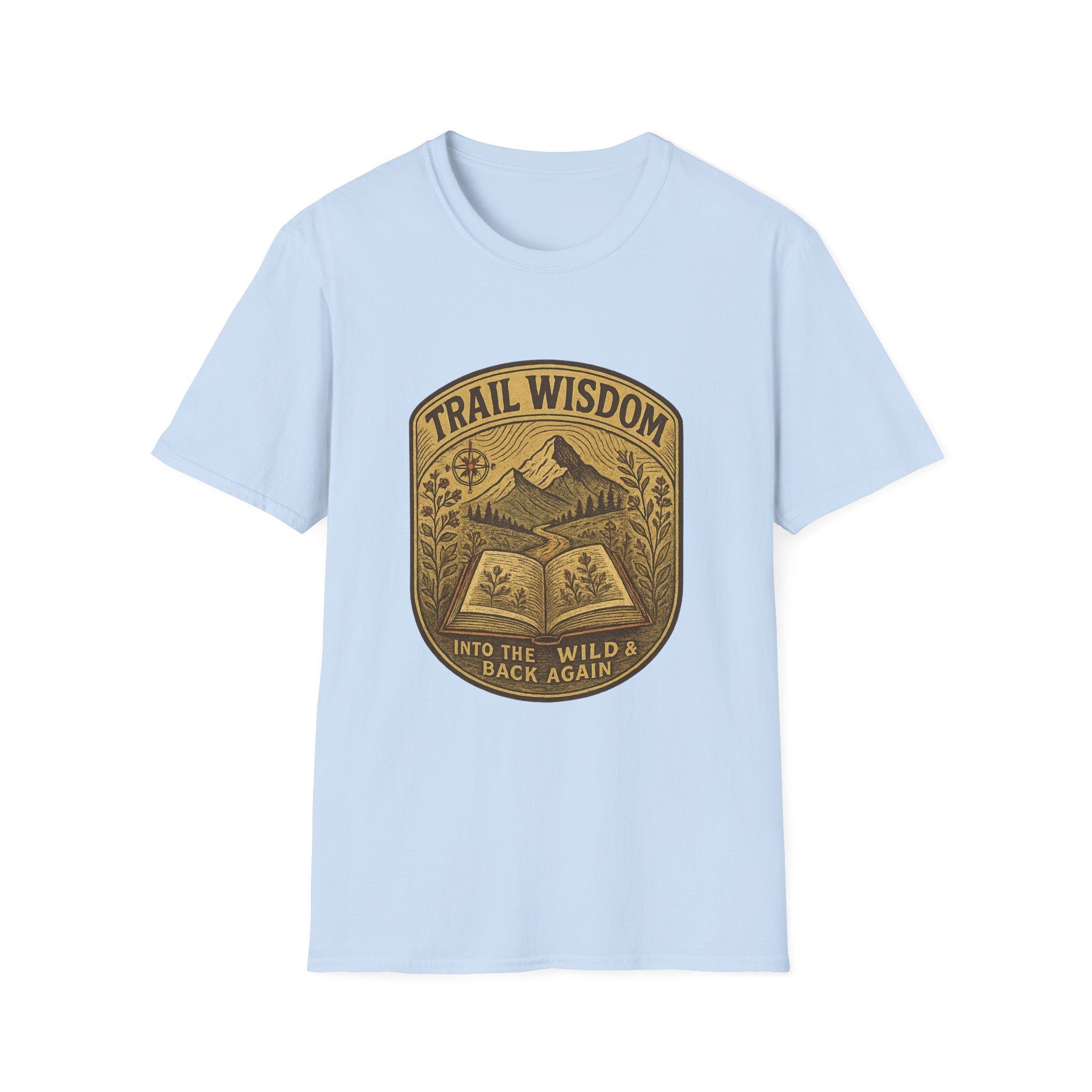 Trail Wisdom mountain badge T-Shirt | hiking nature design