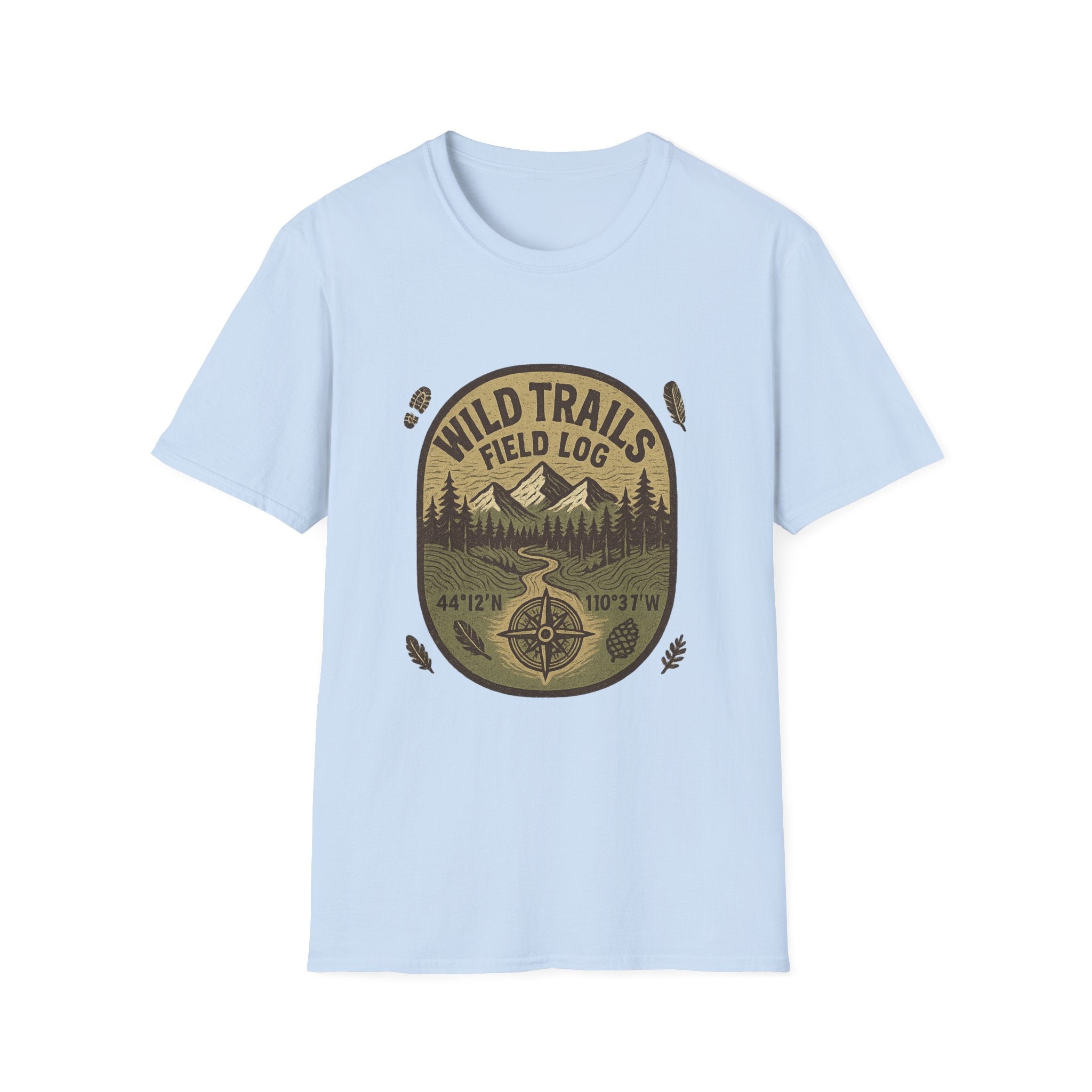 Wild Trails Field Log T-Shirt | Mountain Hiking Badge, Outdoor Adventure Tee