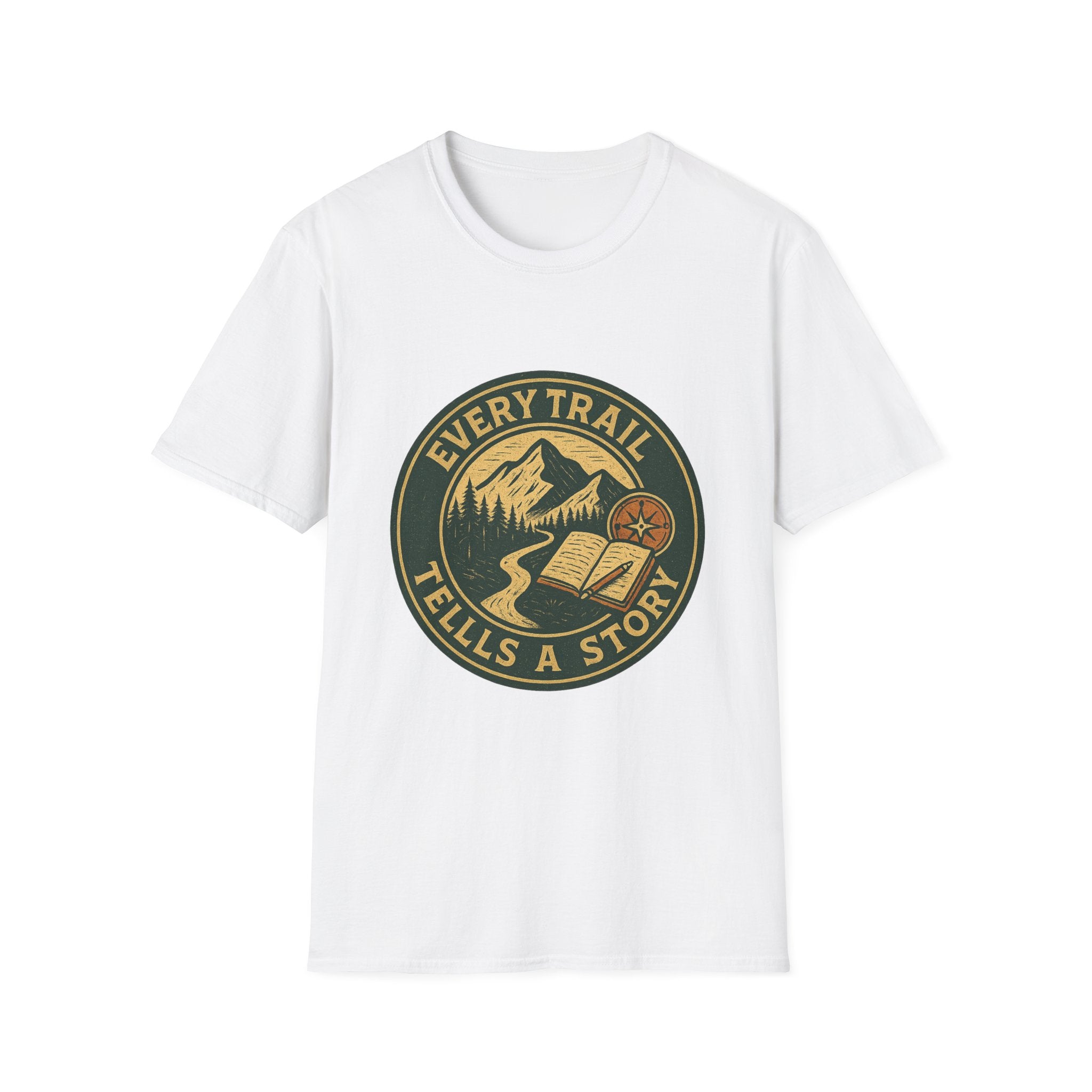 Every Trail Tells a Story T-Shirt | Mountain Hiking Badge Design