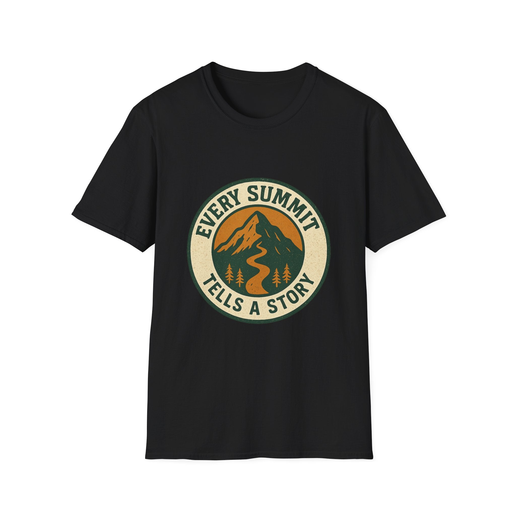 Every Summit Tells a Story T-Shirt | Mountain Adventure Badge
