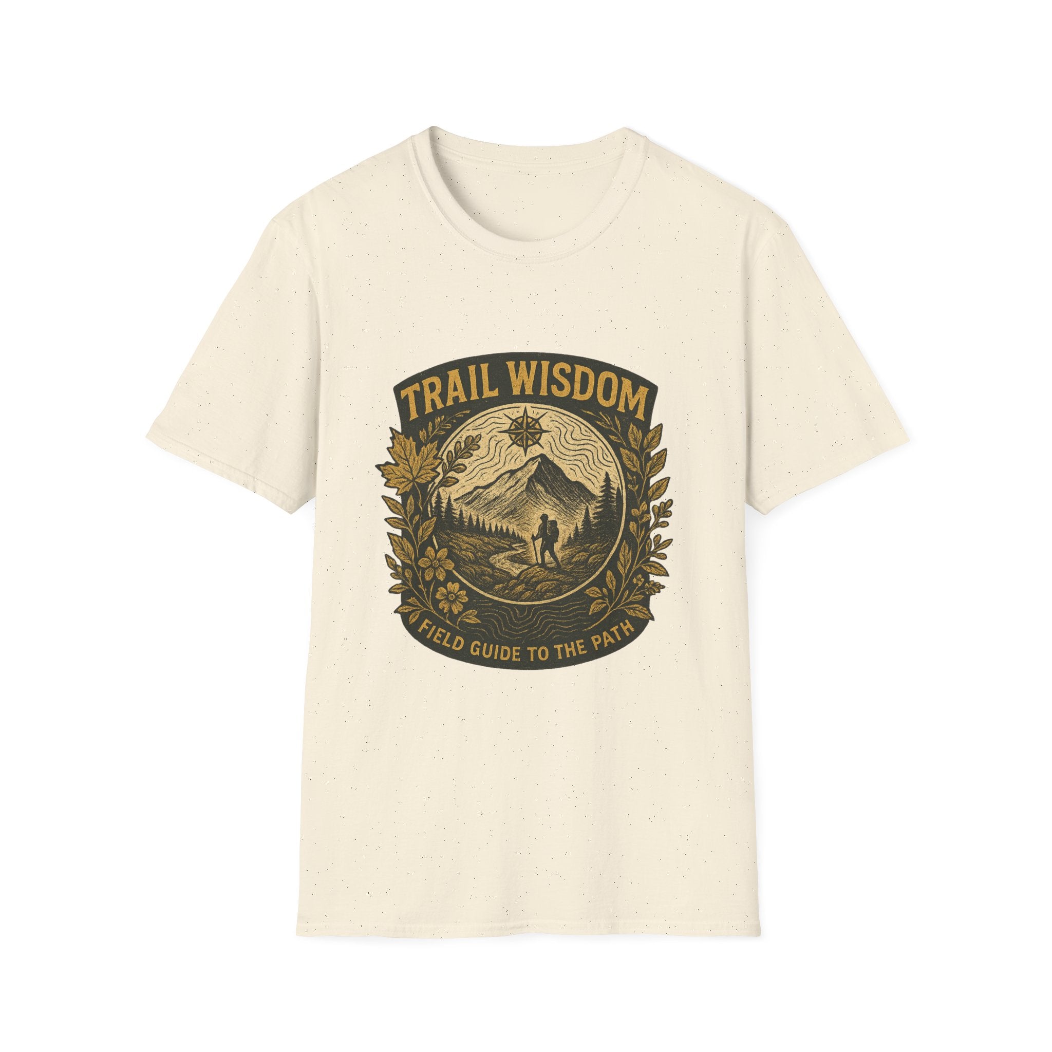 Trail Wisdom hiking badge T-Shirt | mountain compass outdoors design