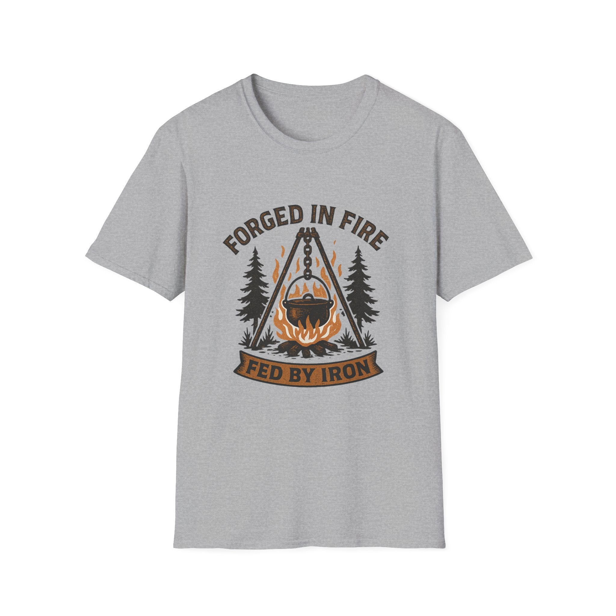 Forged in Fire campfire logo T-Shirt | blacksmith ironworking design