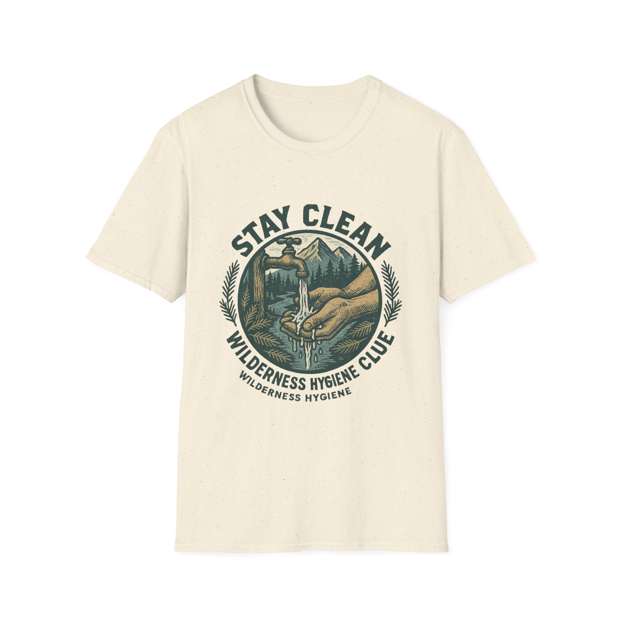 Stay Clean Wilderness Hygiene Club T-Shirt | Outdoor Camping Design