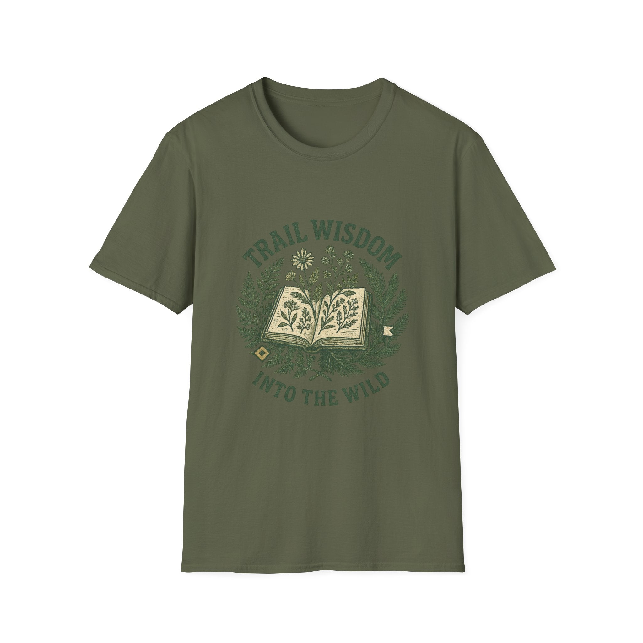 Trail Wisdom book and herbs T-Shirt | Into the Wild nature tee