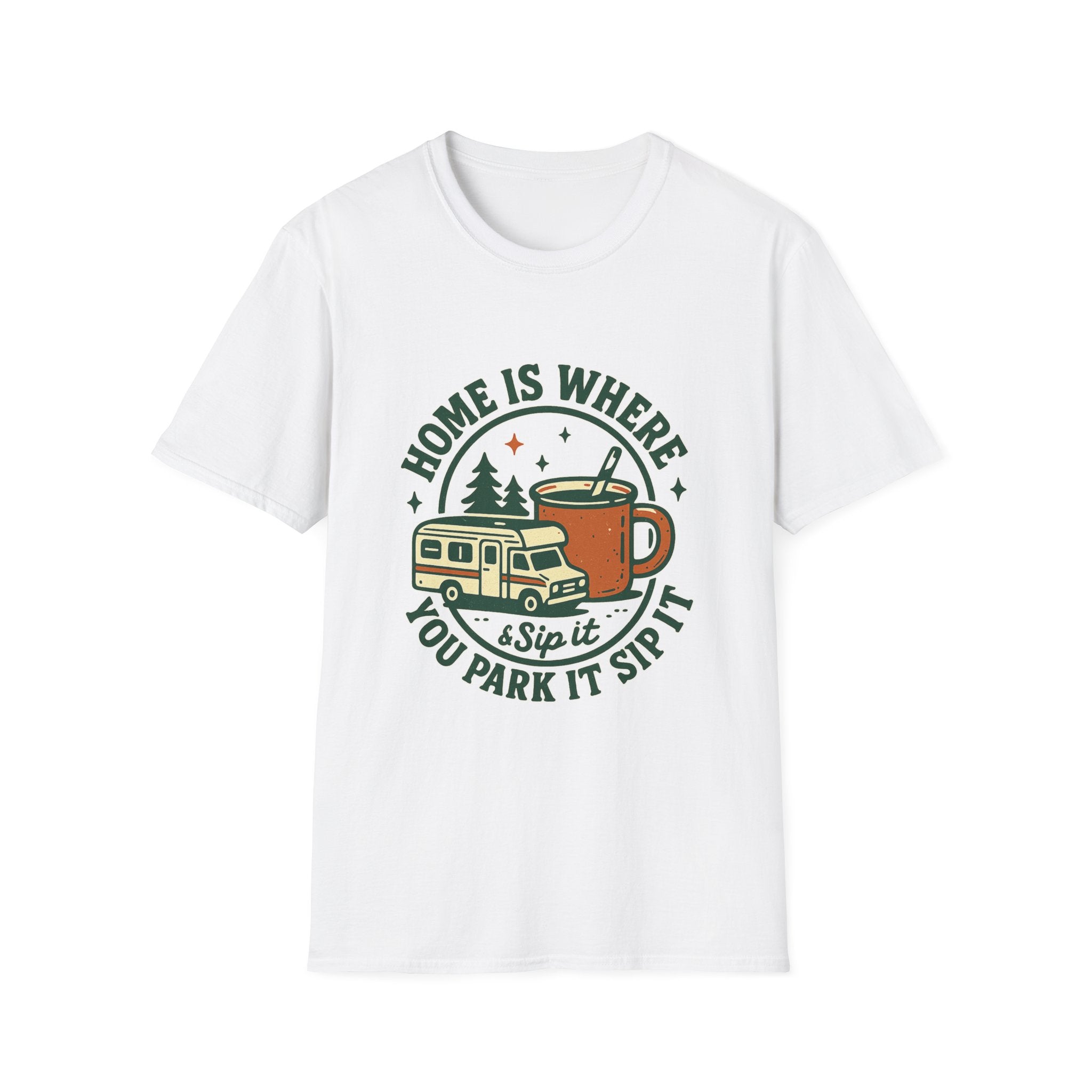 Home Is Where You Park It Camper T-Shirt | RV Coffee Travel Design