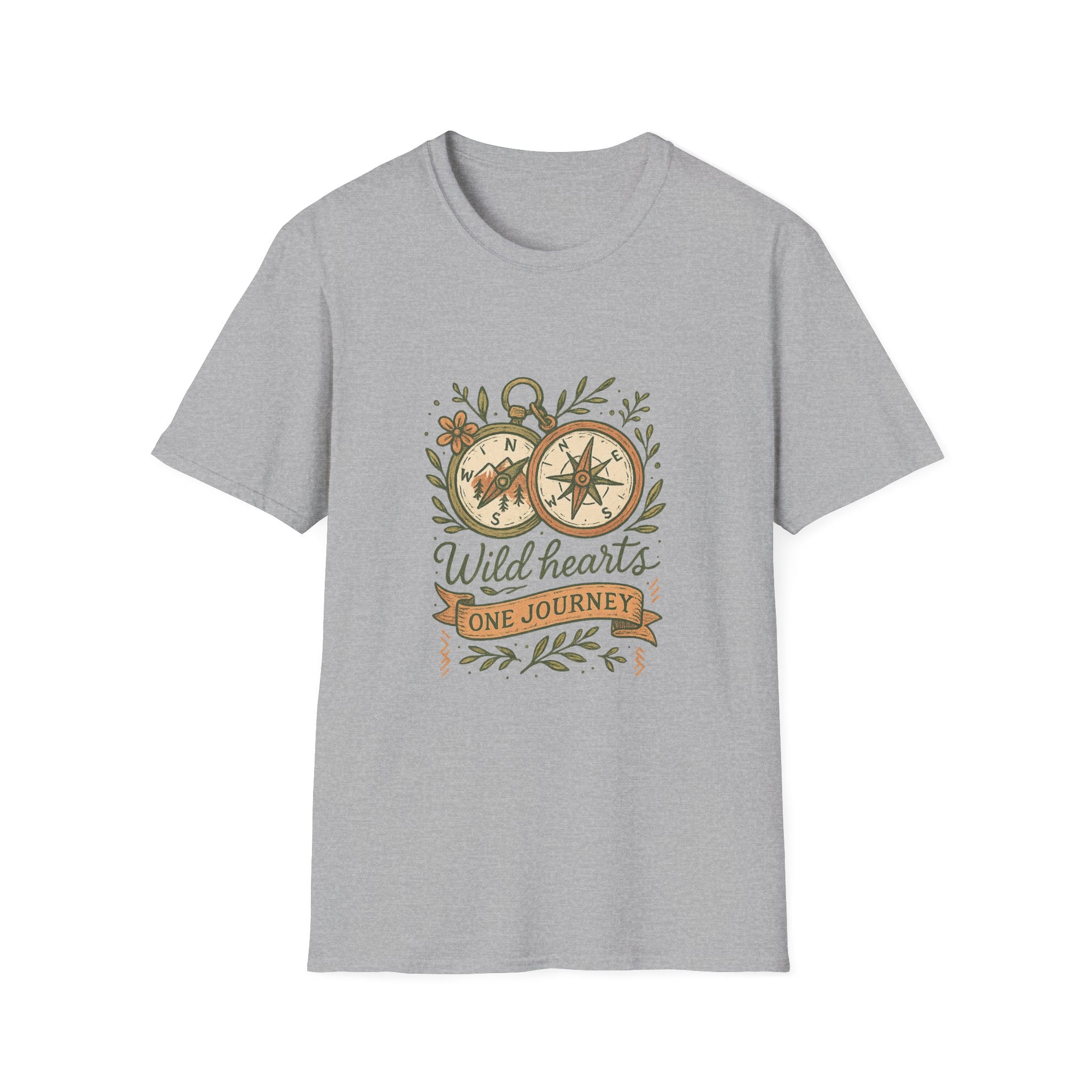 Wild Hearts Compass illustration T-Shirt | Adventure, Nature, Travel