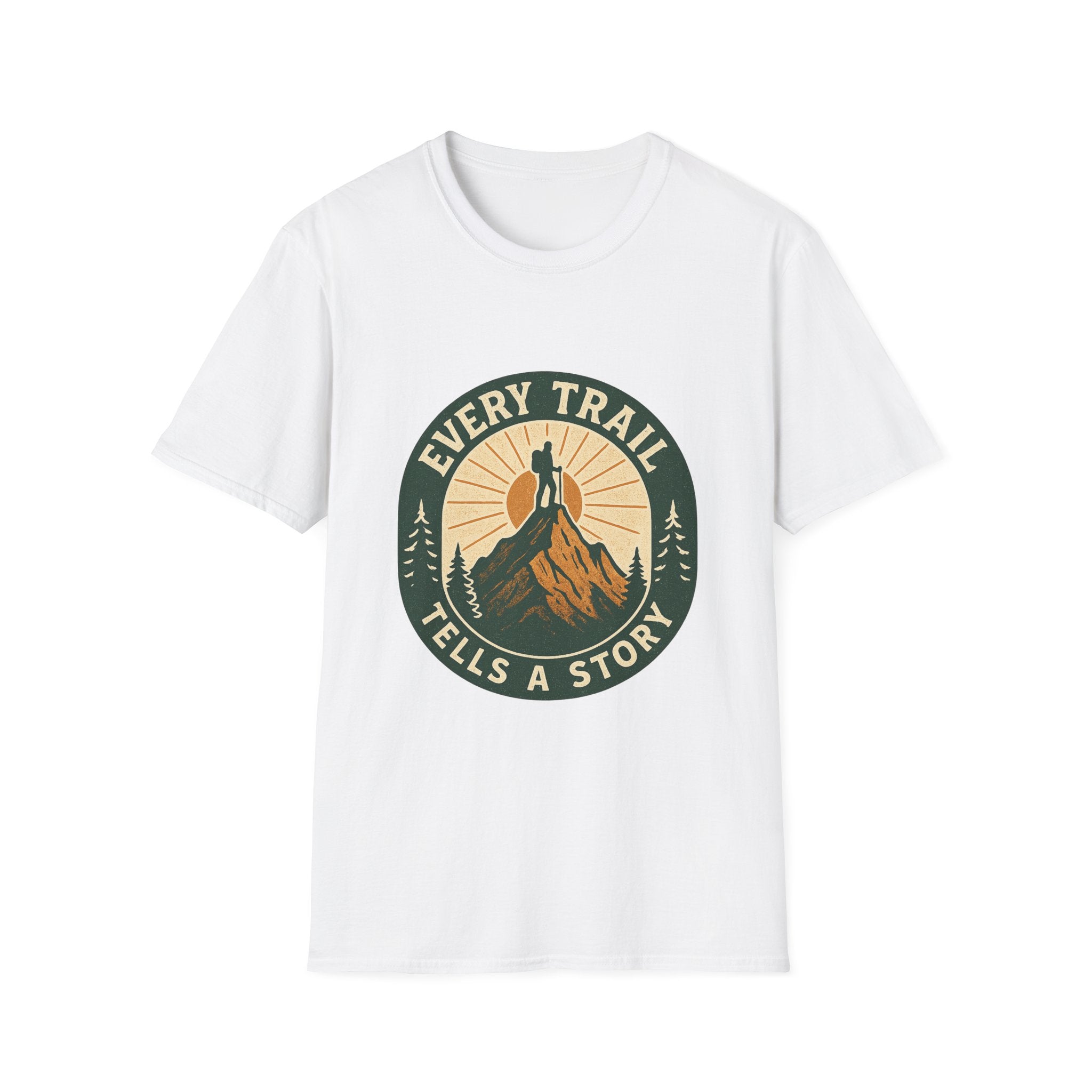 Every Trail Tells a Story T-Shirt | Hiking Mountain Sunset Tee