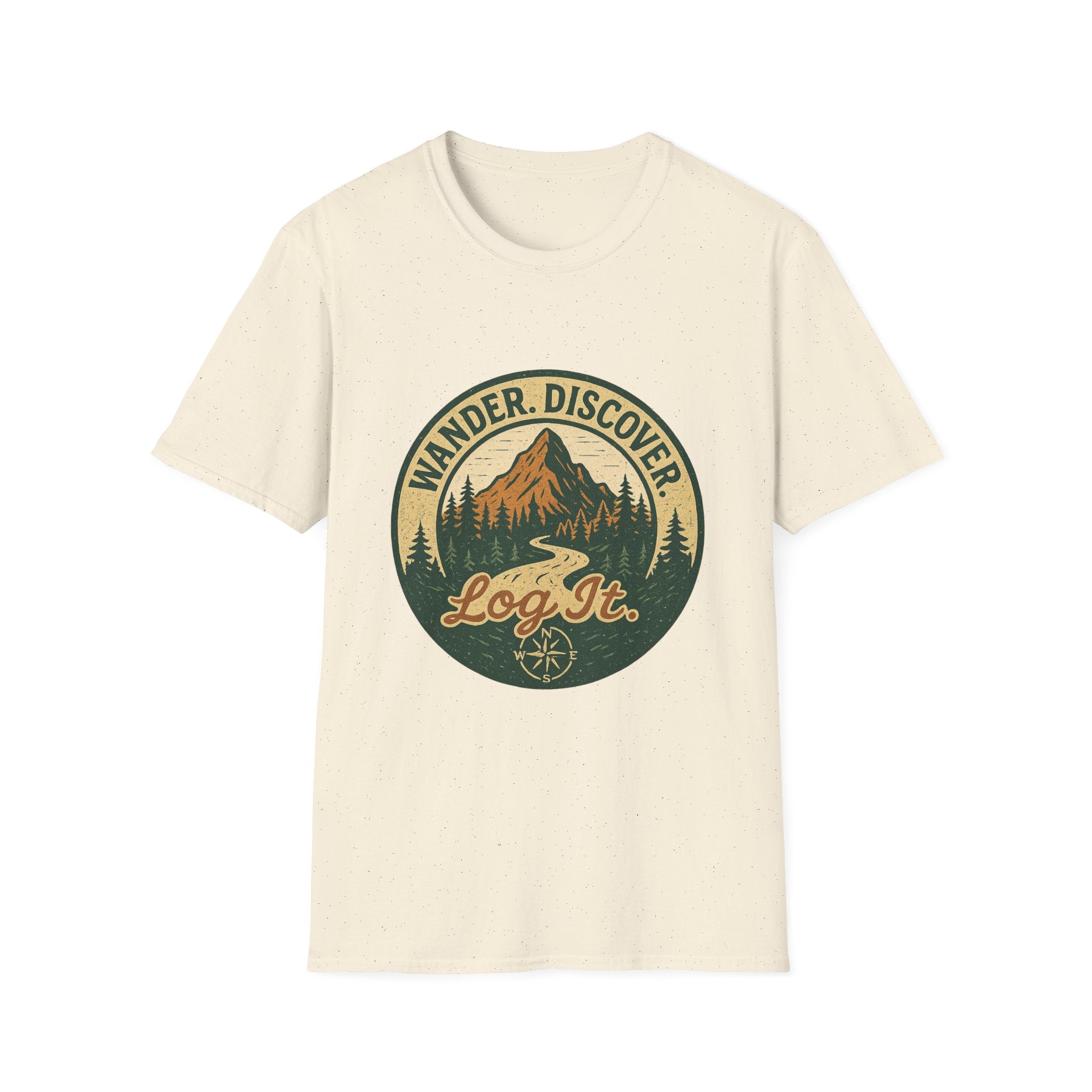 Wander Discover Mountain Patch T-Shirt | Outdoor Hiking Graphic Tee