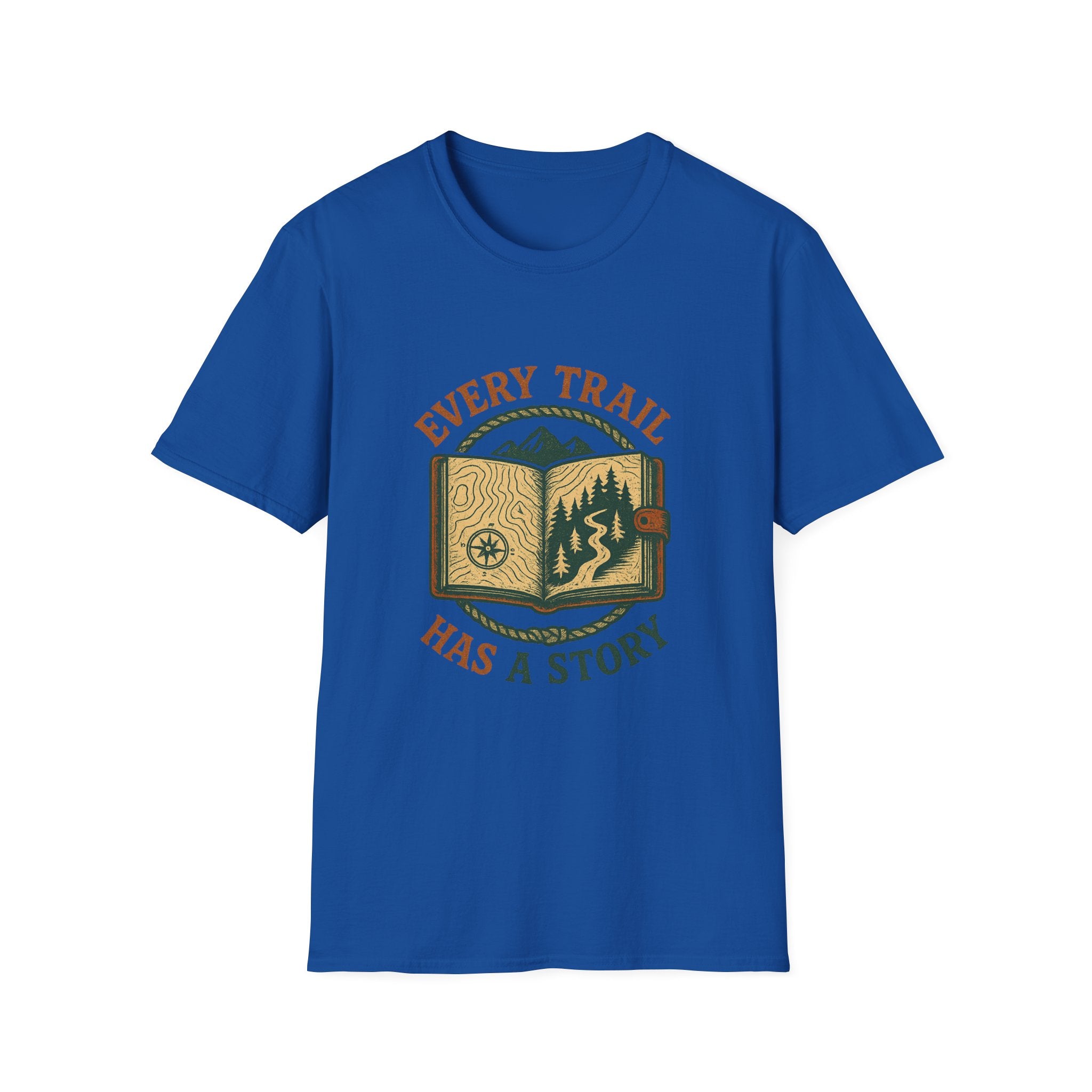 Every Trail Has a Story T-Shirt | Hiking Map Compass Mountains