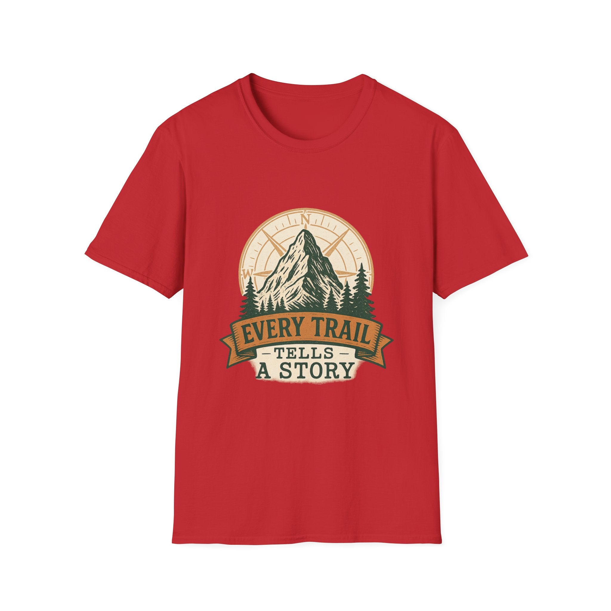 Every Trail Tells a Story Mountain T-Shirt | Hiking Adventure Graphic