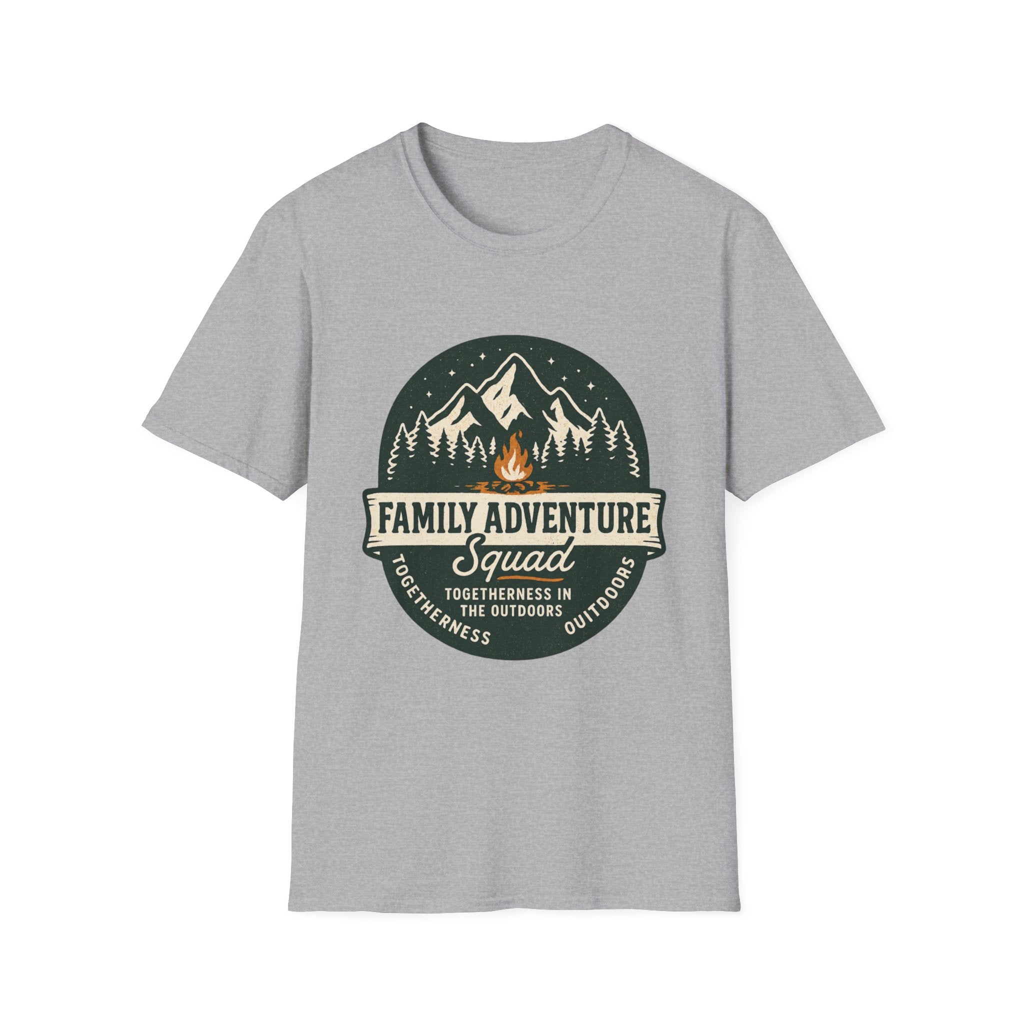 Family Adventure Squad T-Shirt | Camping Mountains Campfire Design