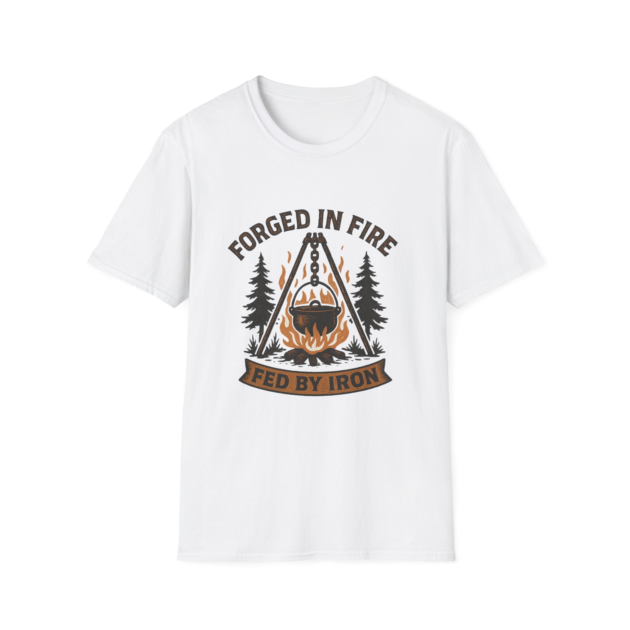 Forged in Fire campfire logo T-Shirt | blacksmith ironworking design