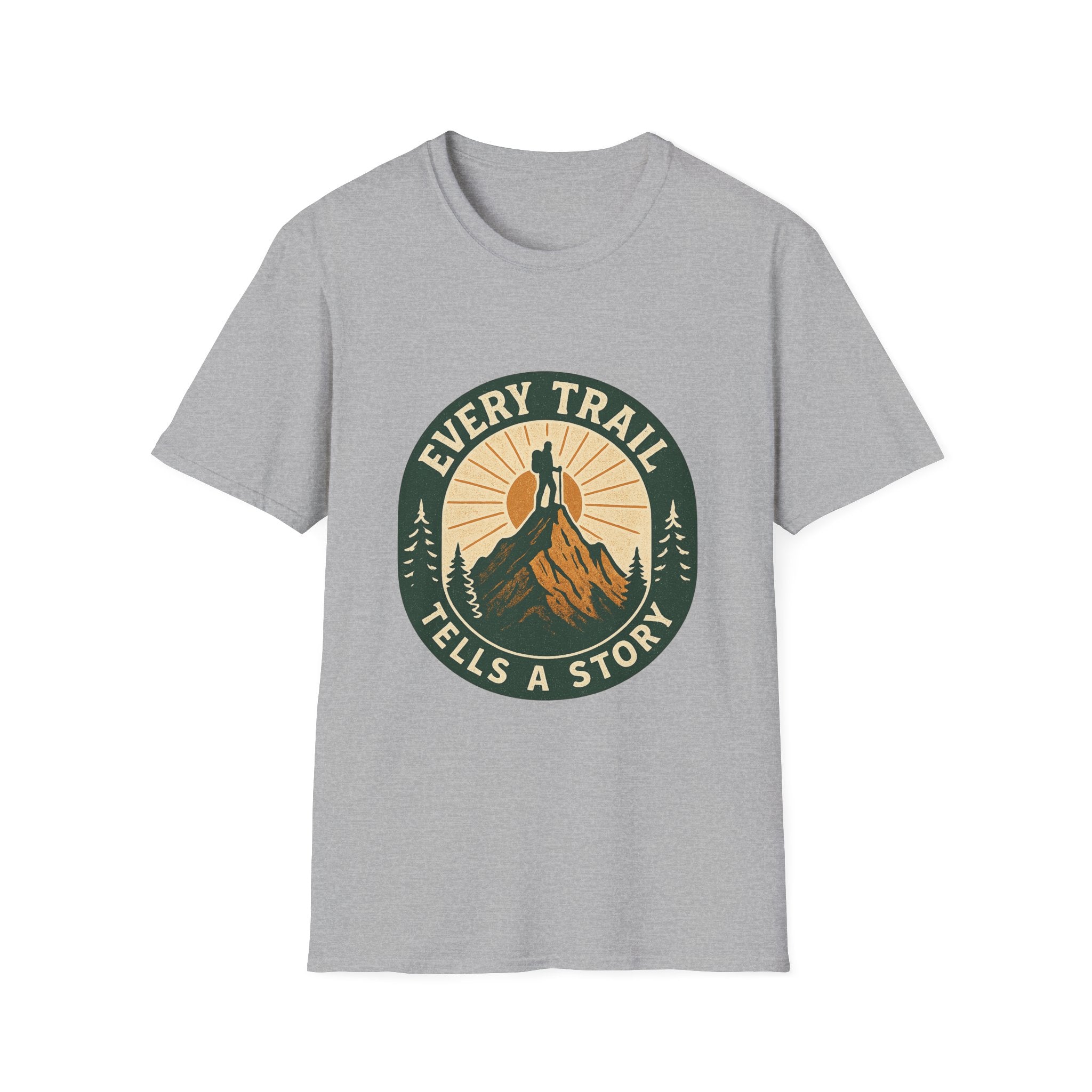 Every Trail Tells a Story T-Shirt | Hiking Mountain Sunset Tee