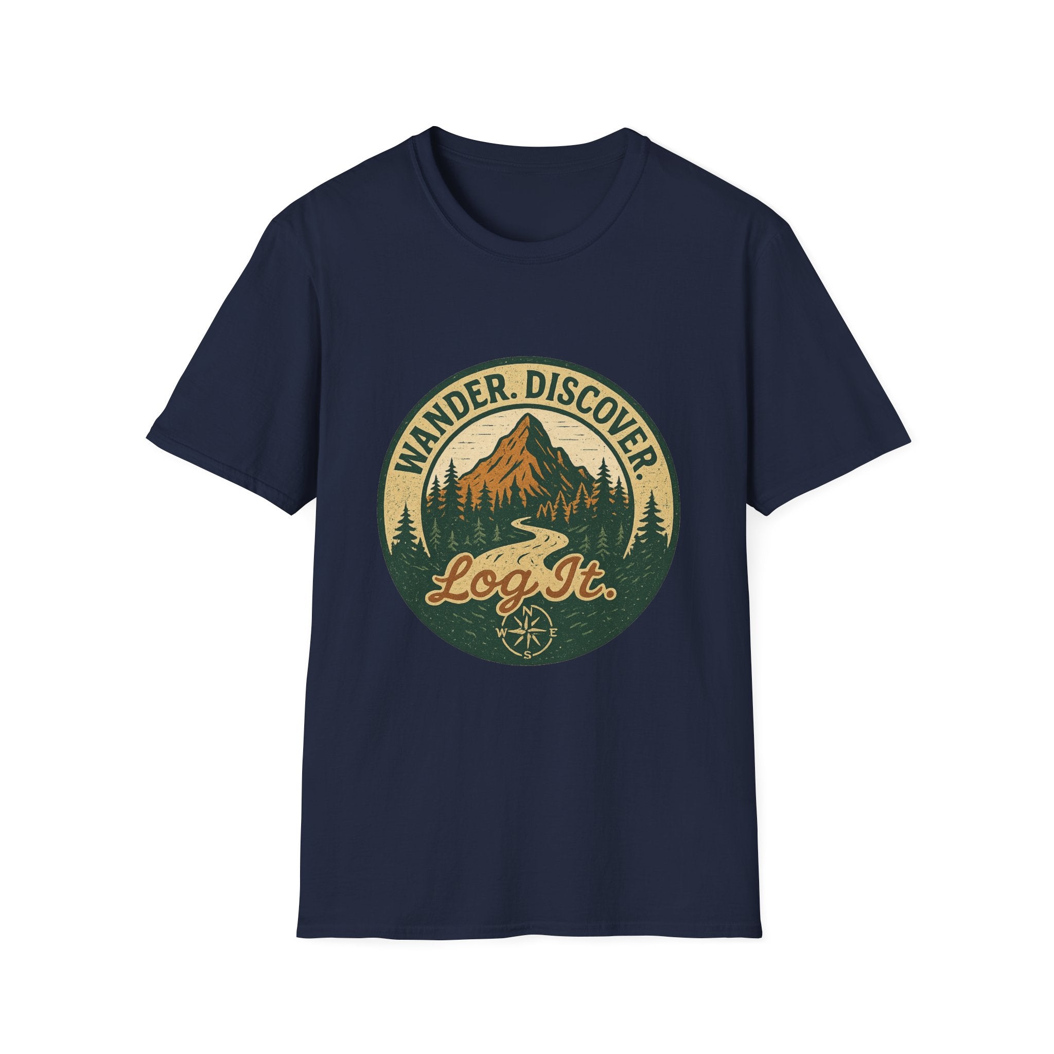 Wander Discover Mountain Patch T-Shirt | Outdoor Hiking Graphic Tee