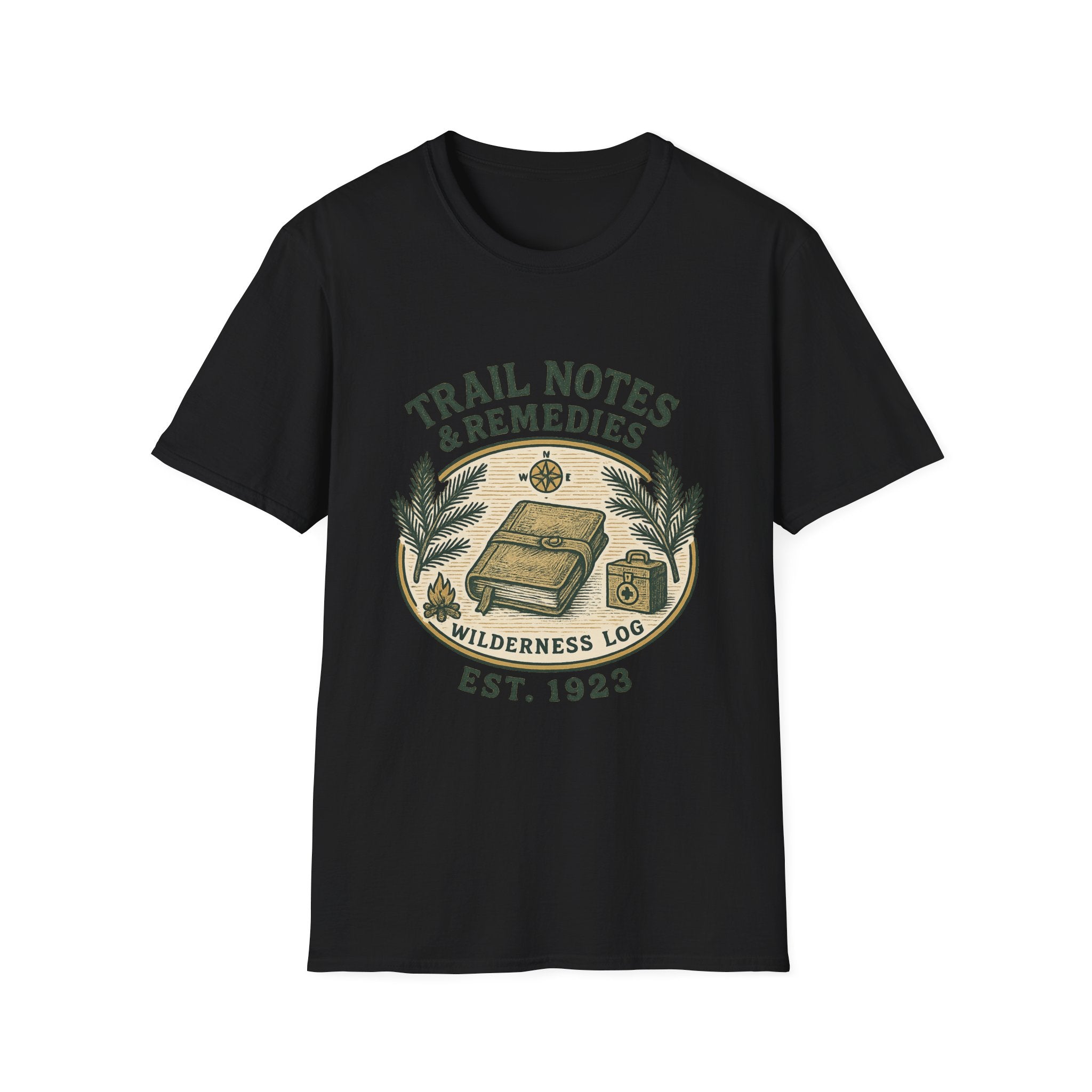 Trail Notes & Remedies T-Shirt | Wilderness Log, Vintage Botanical Design
