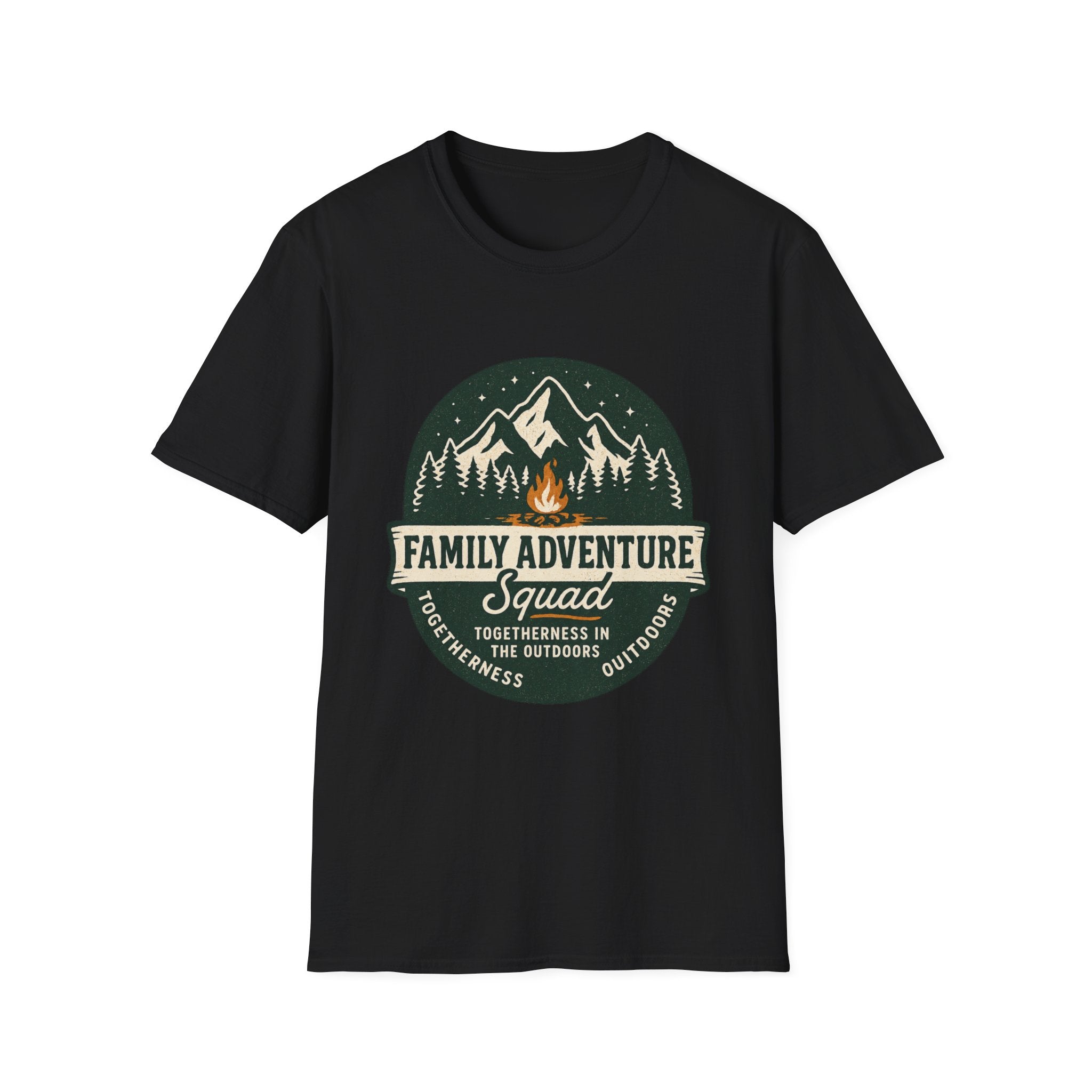 Family Adventure Squad T-Shirt | Camping Mountains Campfire Design