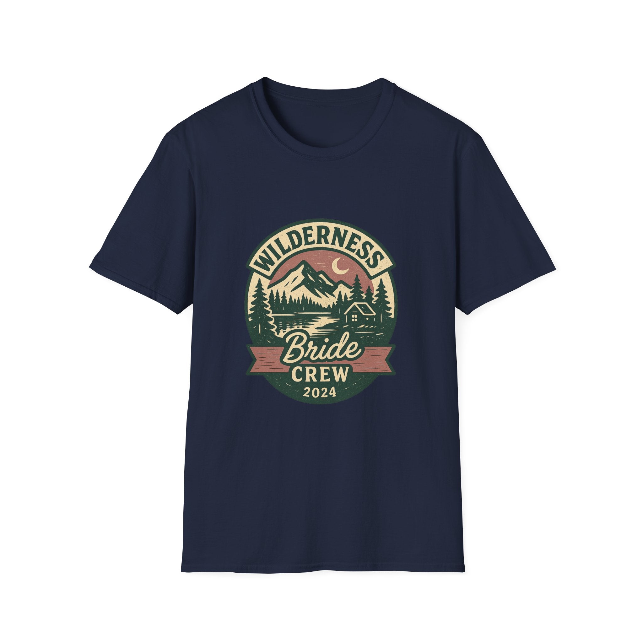 Wilderness Mountains Nightscapes T-Shirt | Bride Crew 2024 Badge
