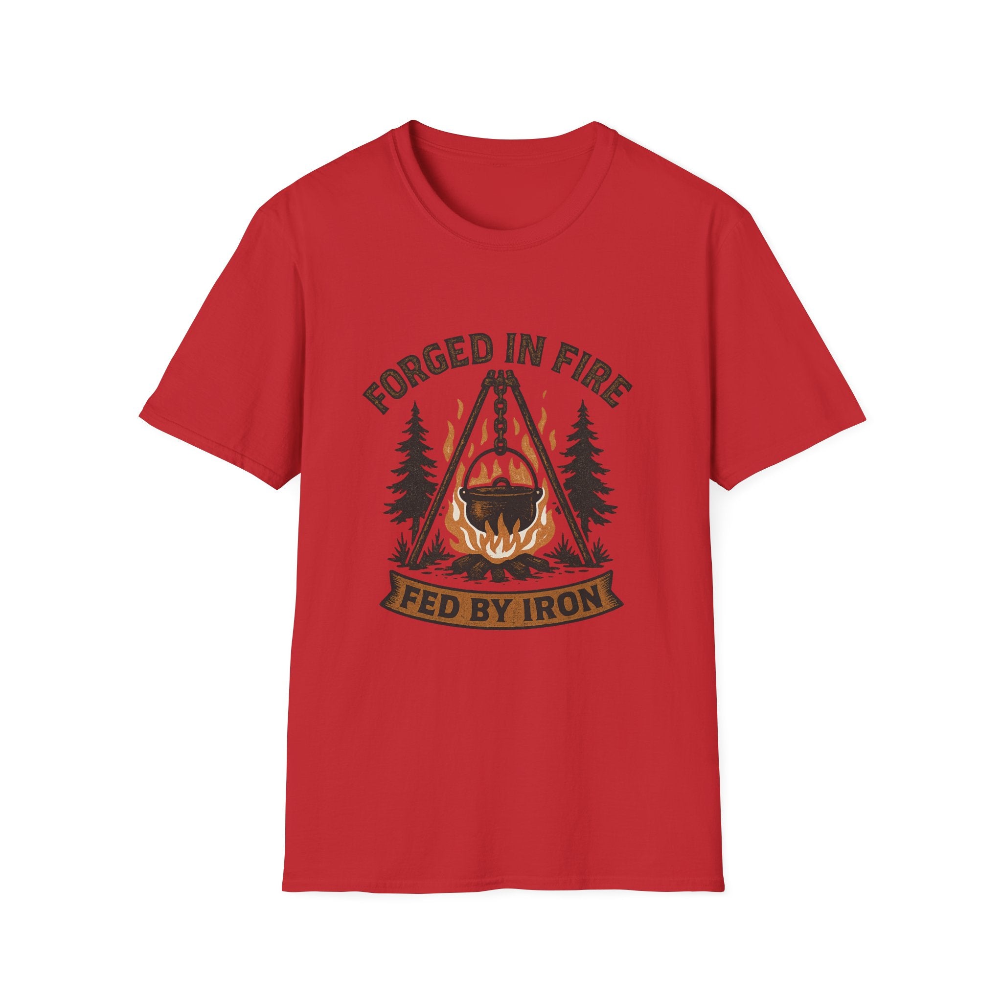 Forged in Fire campfire logo T-Shirt | blacksmith ironworking design