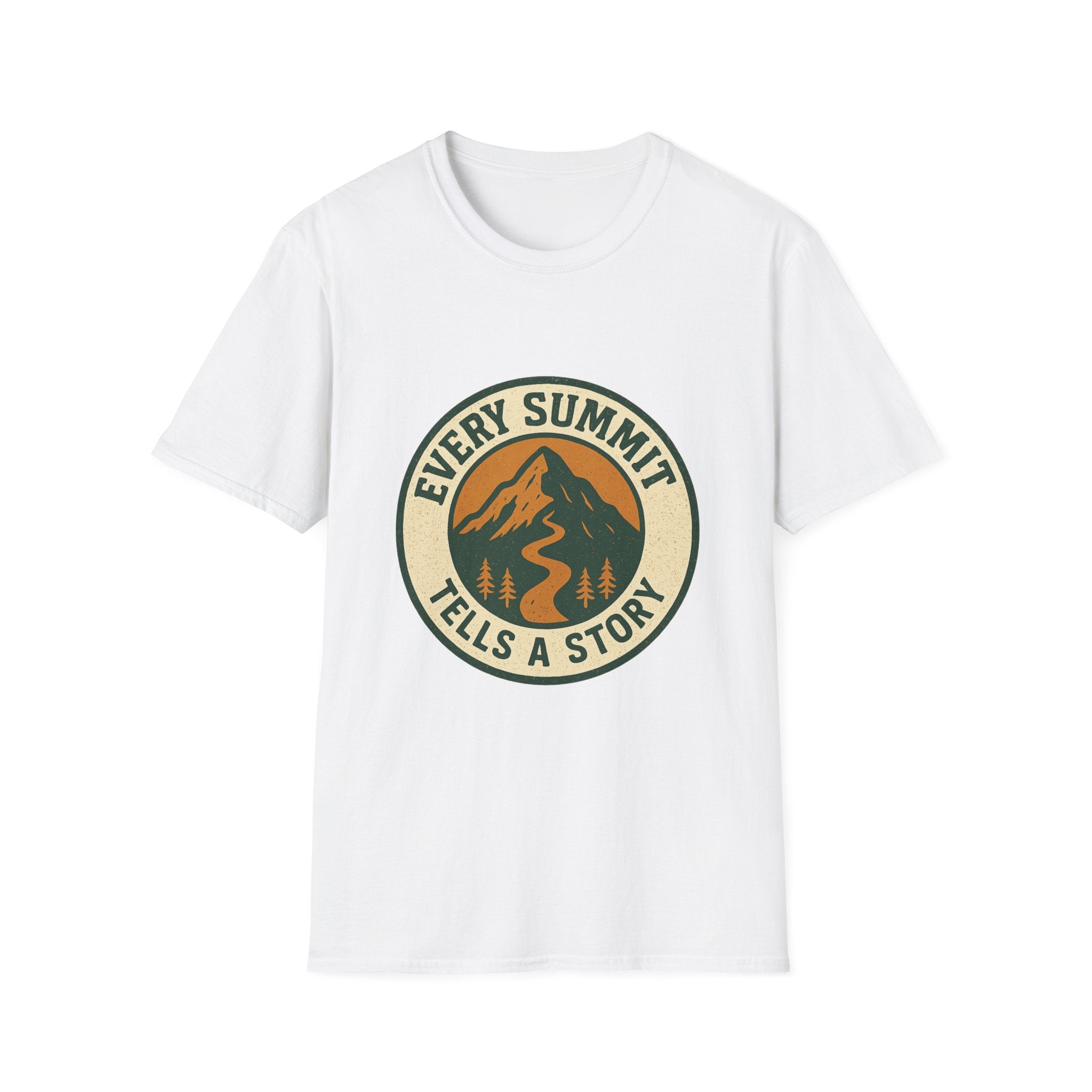 Every Summit Tells a Story T-Shirt | Mountain Adventure Badge