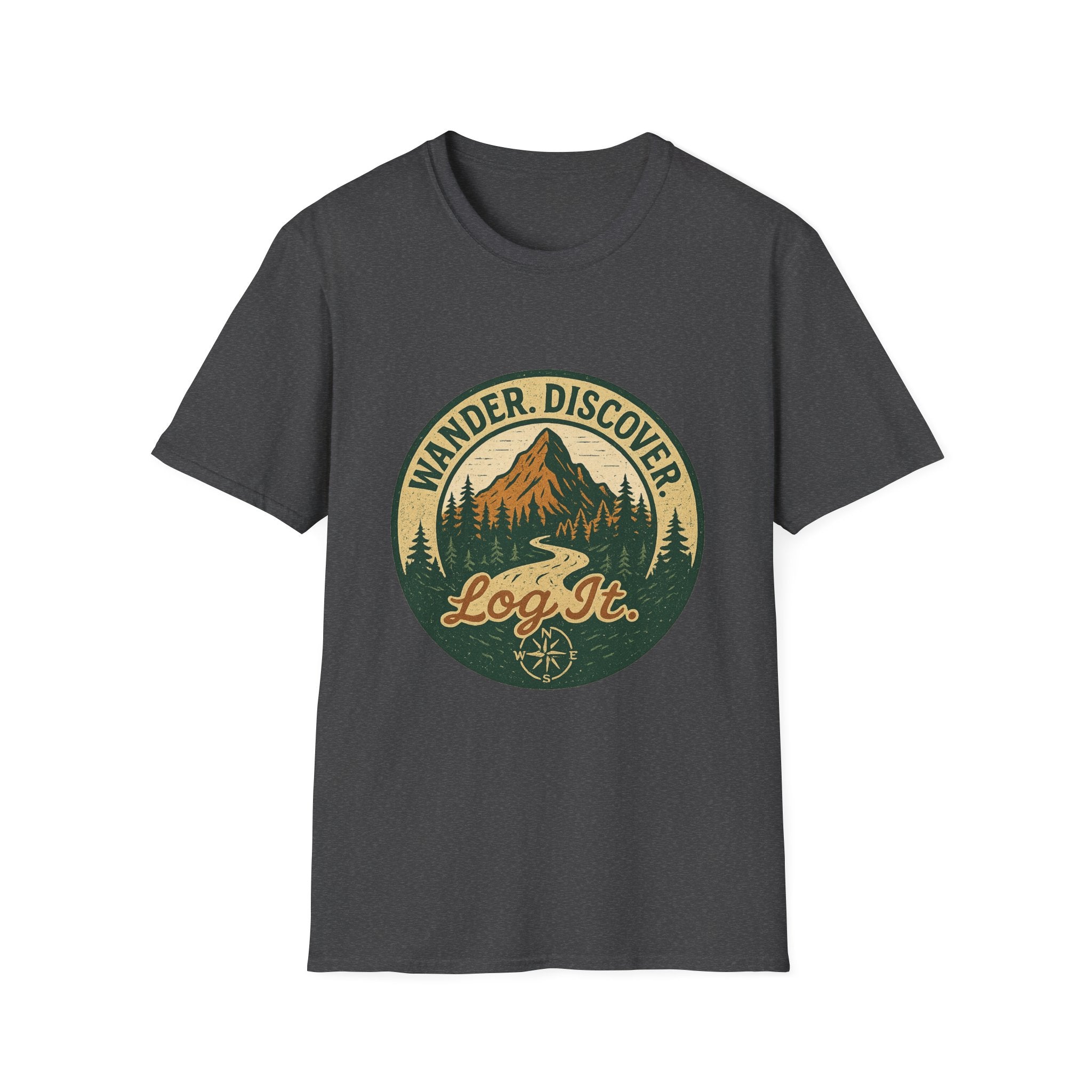 Wander Discover Mountain Patch T-Shirt | Outdoor Hiking Graphic Tee