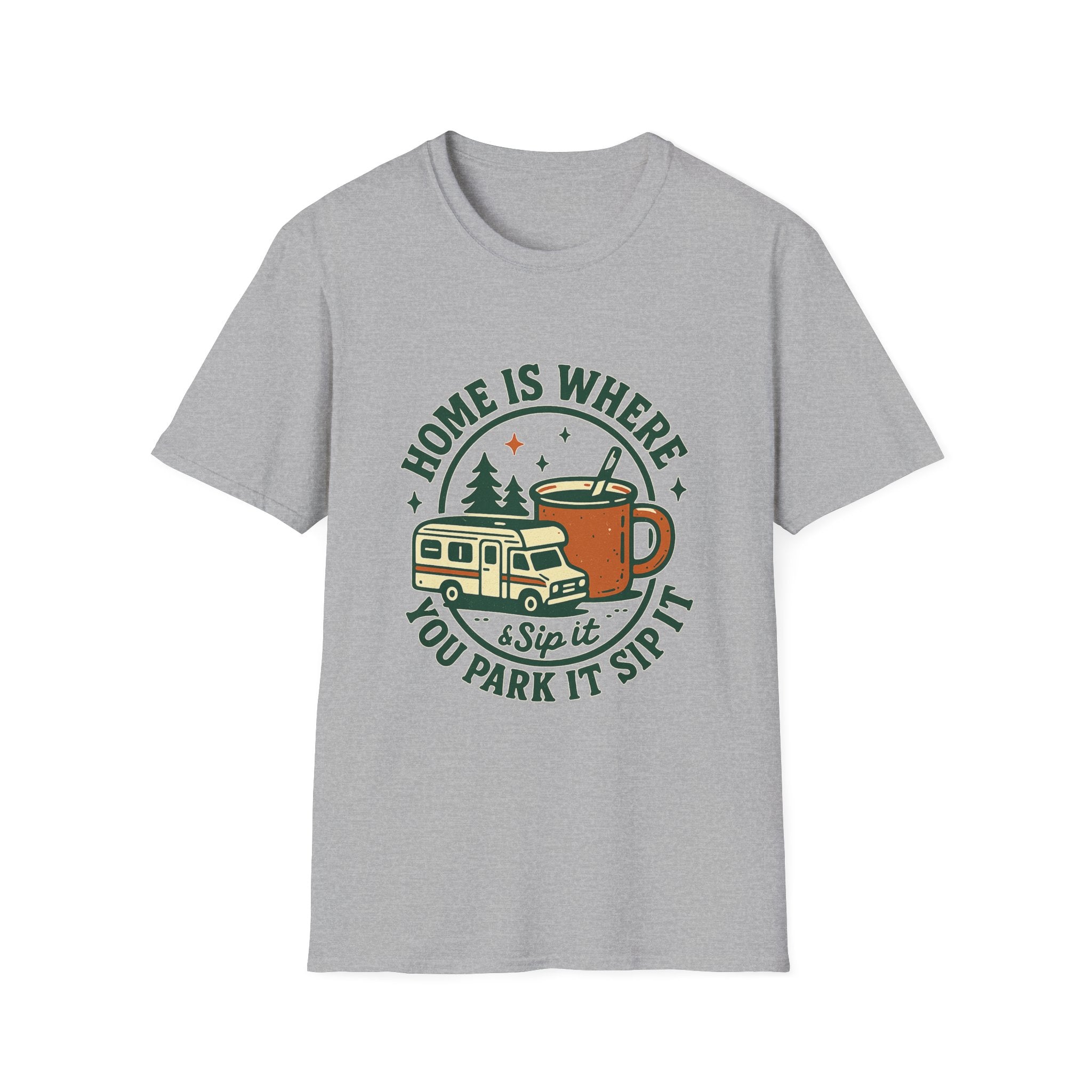 Home Is Where You Park It Camper T-Shirt | RV Coffee Travel Design