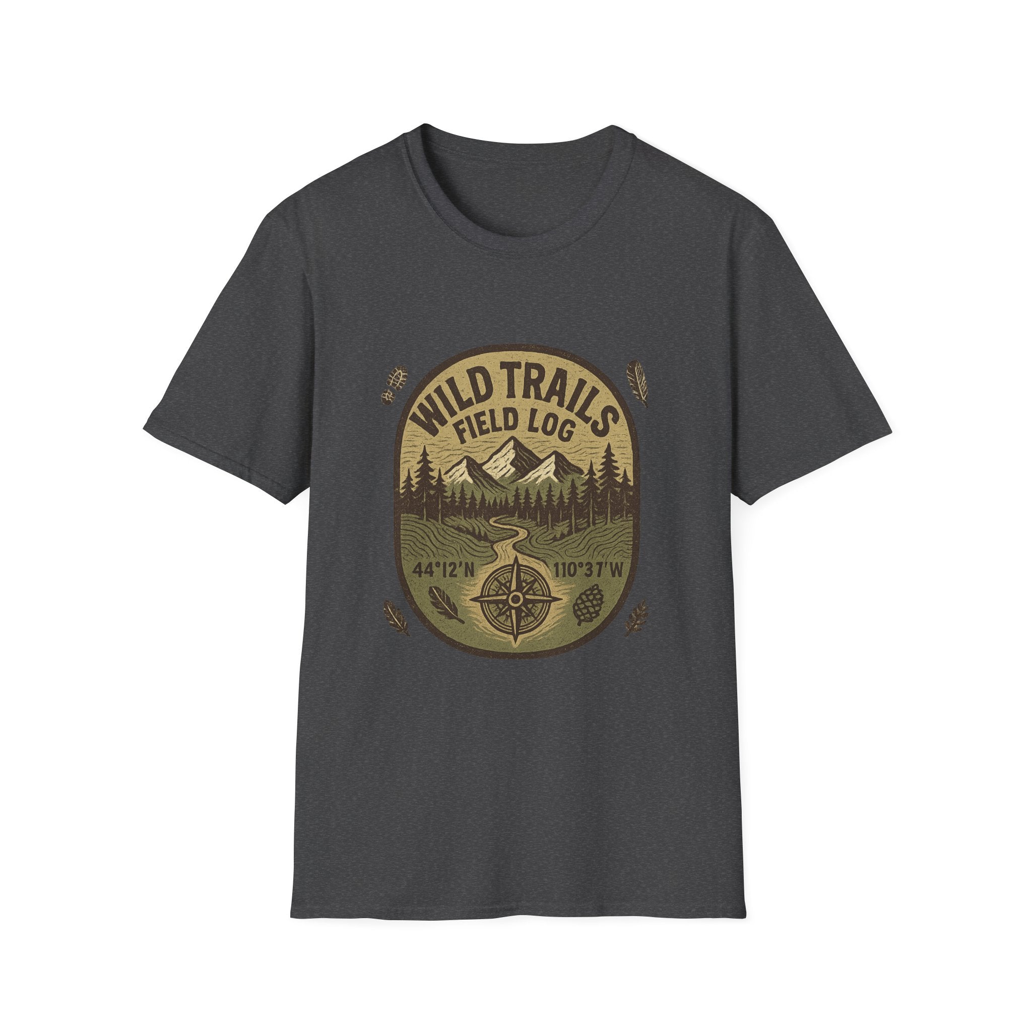 Wild Trails Field Log T-Shirt | Mountain Hiking Badge, Outdoor Adventure Tee