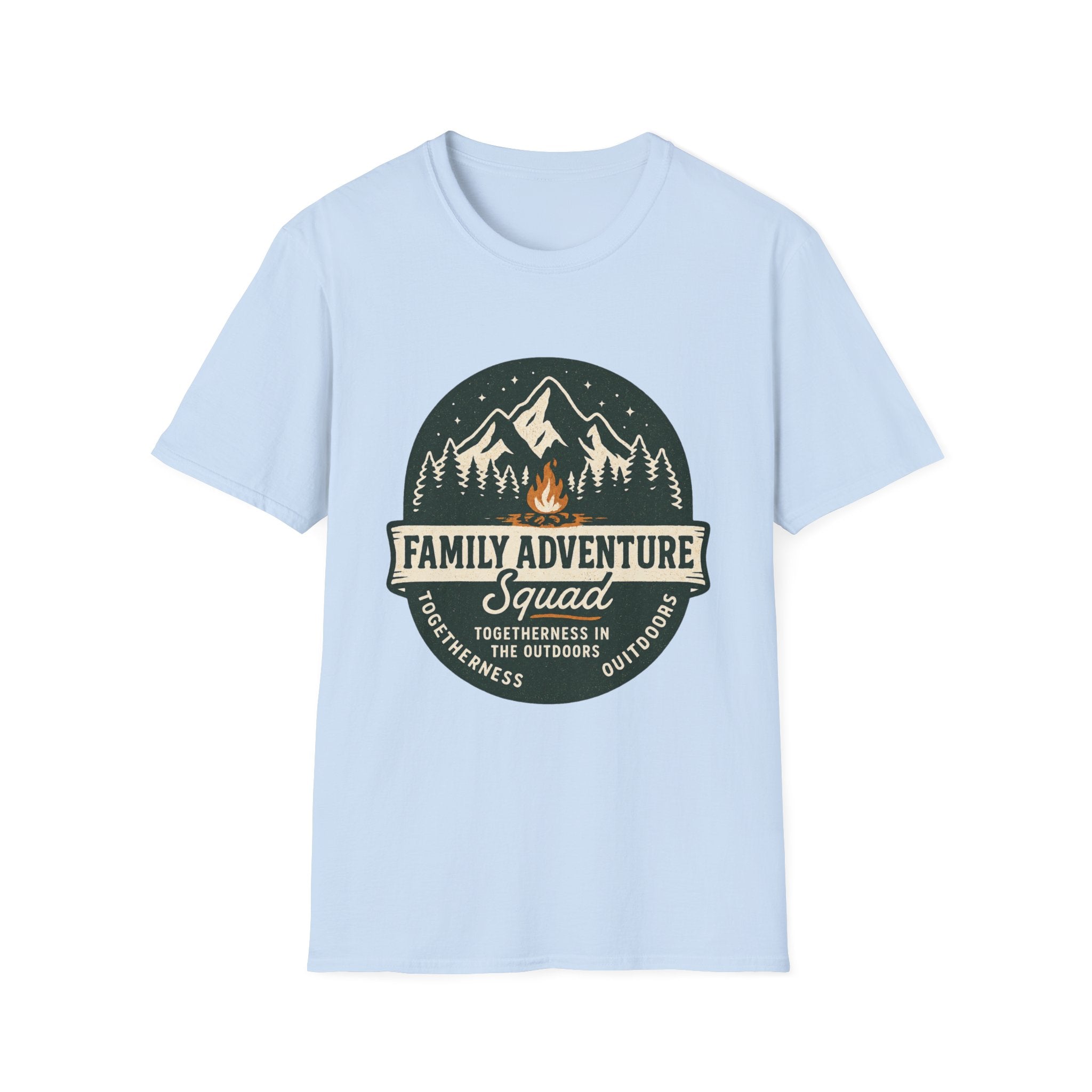 Family Adventure Squad T-Shirt | Camping Mountains Campfire Design