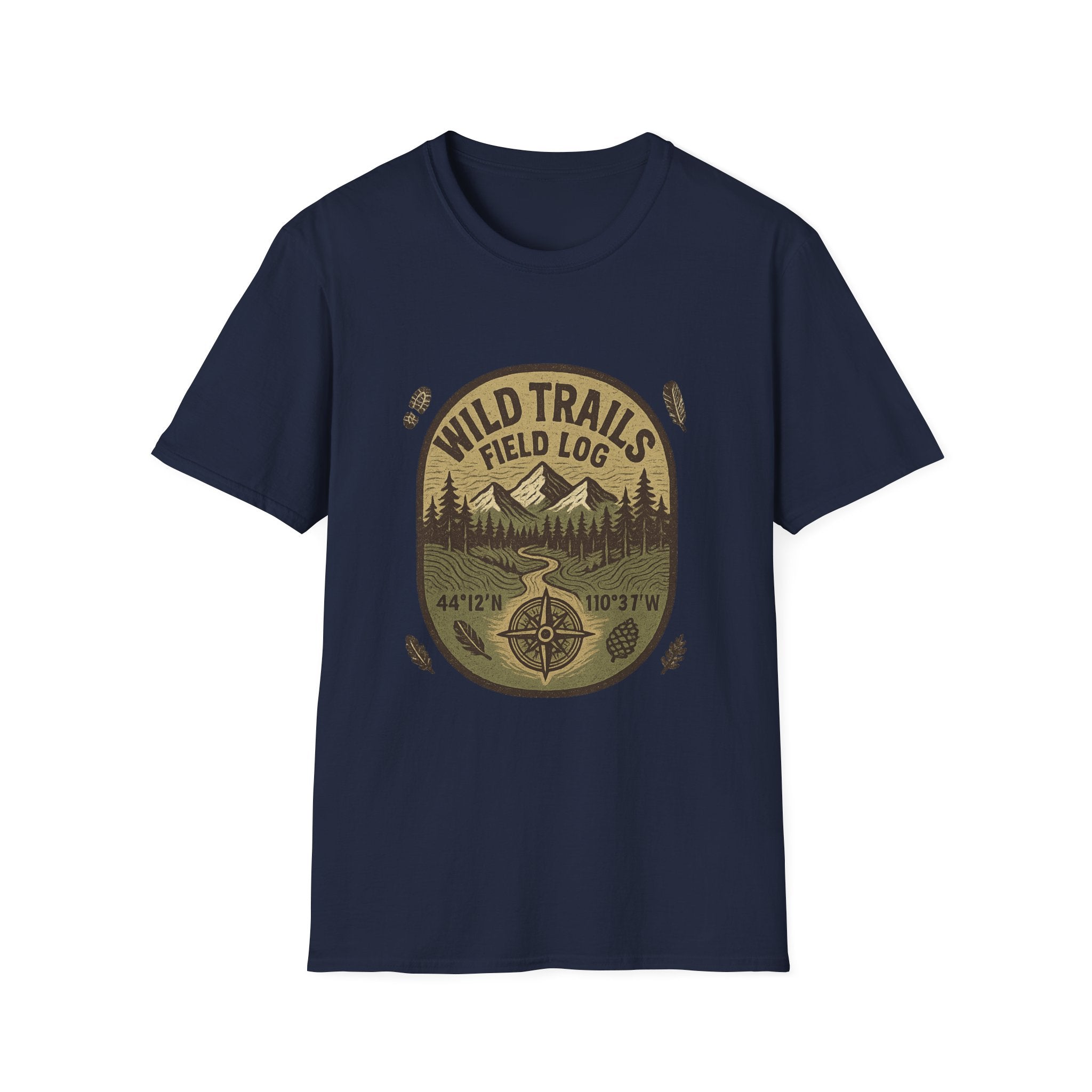 Wild Trails Field Log T-Shirt | Mountain Hiking Badge, Outdoor Adventure Tee