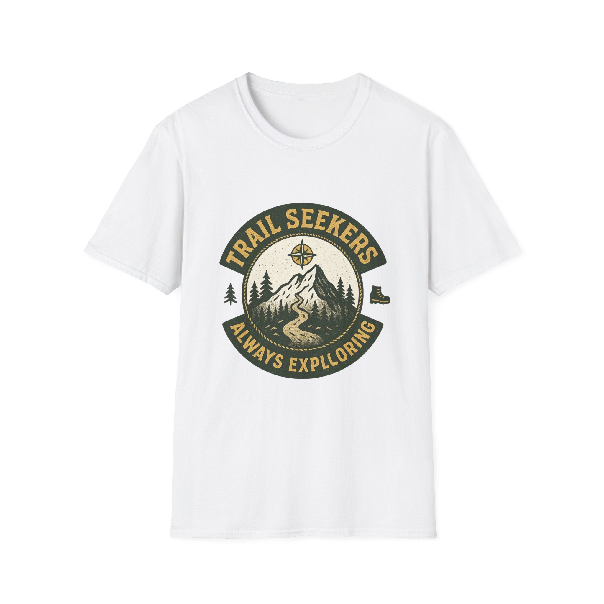 Trail Seekers mountain compass graphic T-Shirt | Adventure hiking design
