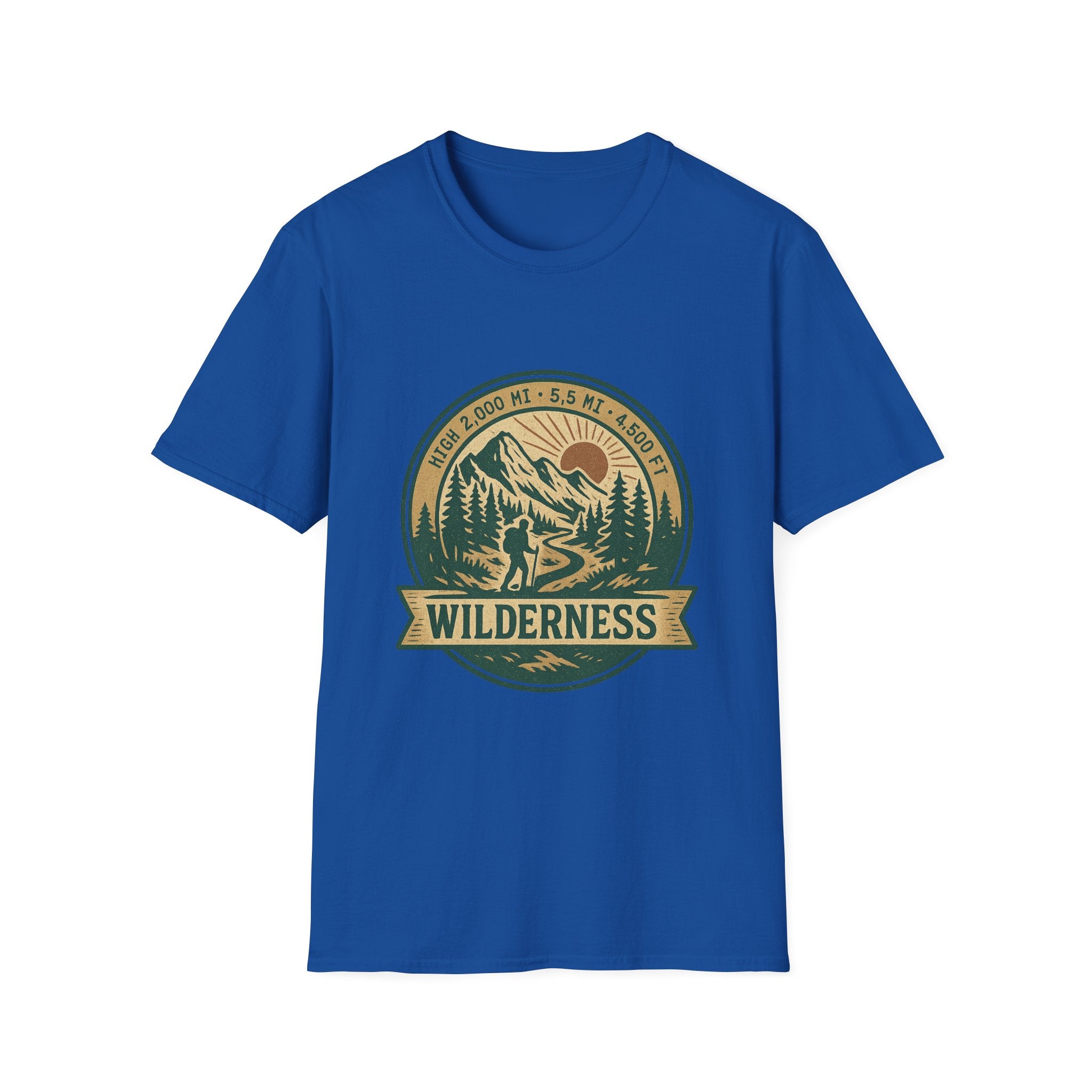 Wilderness Mountains Graphic T-Shirt | Hiking Badge Retro Outdoor Tee