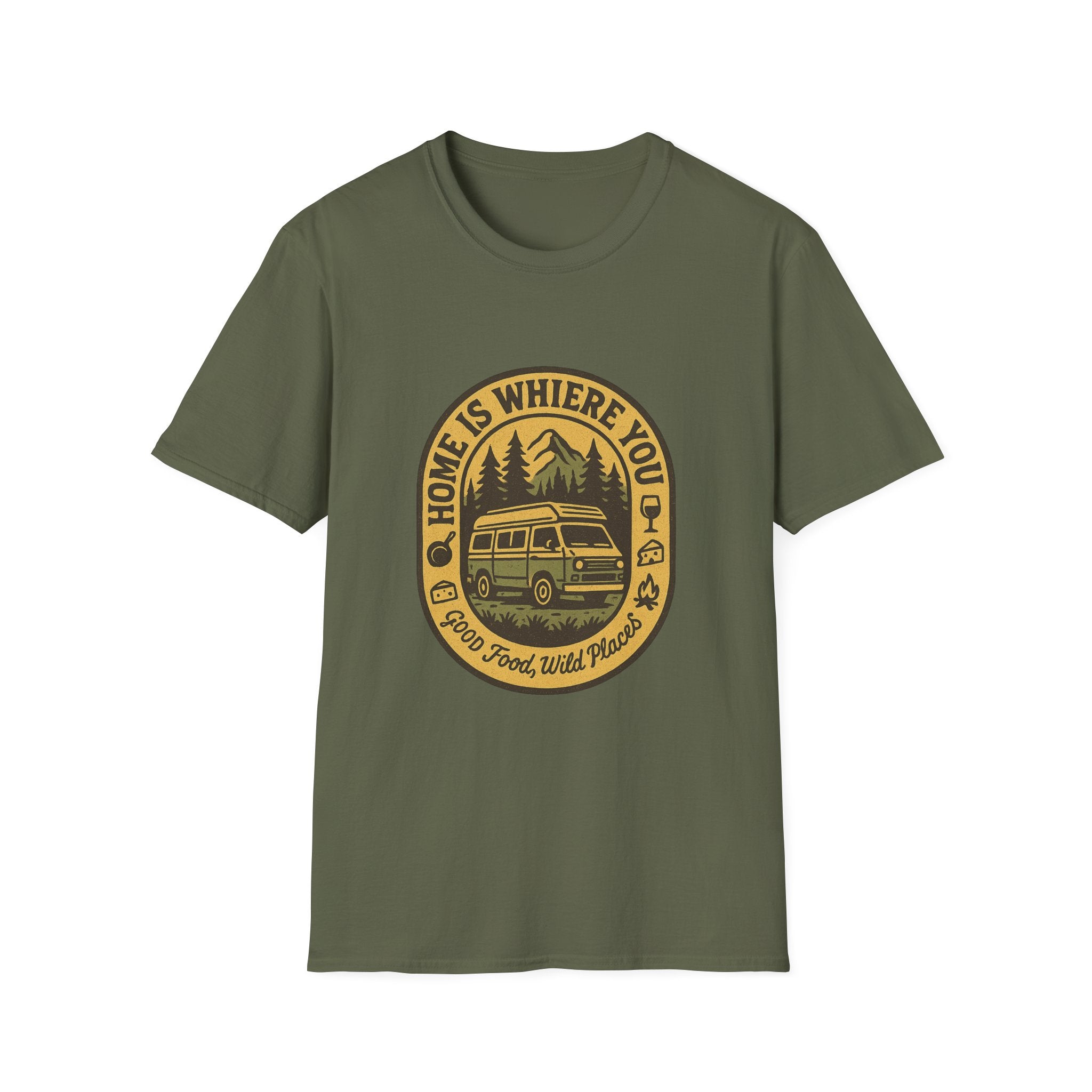 Home Is Where You Park It Camper Van T-Shirt | Vintage RV Outdoor Camping Tee