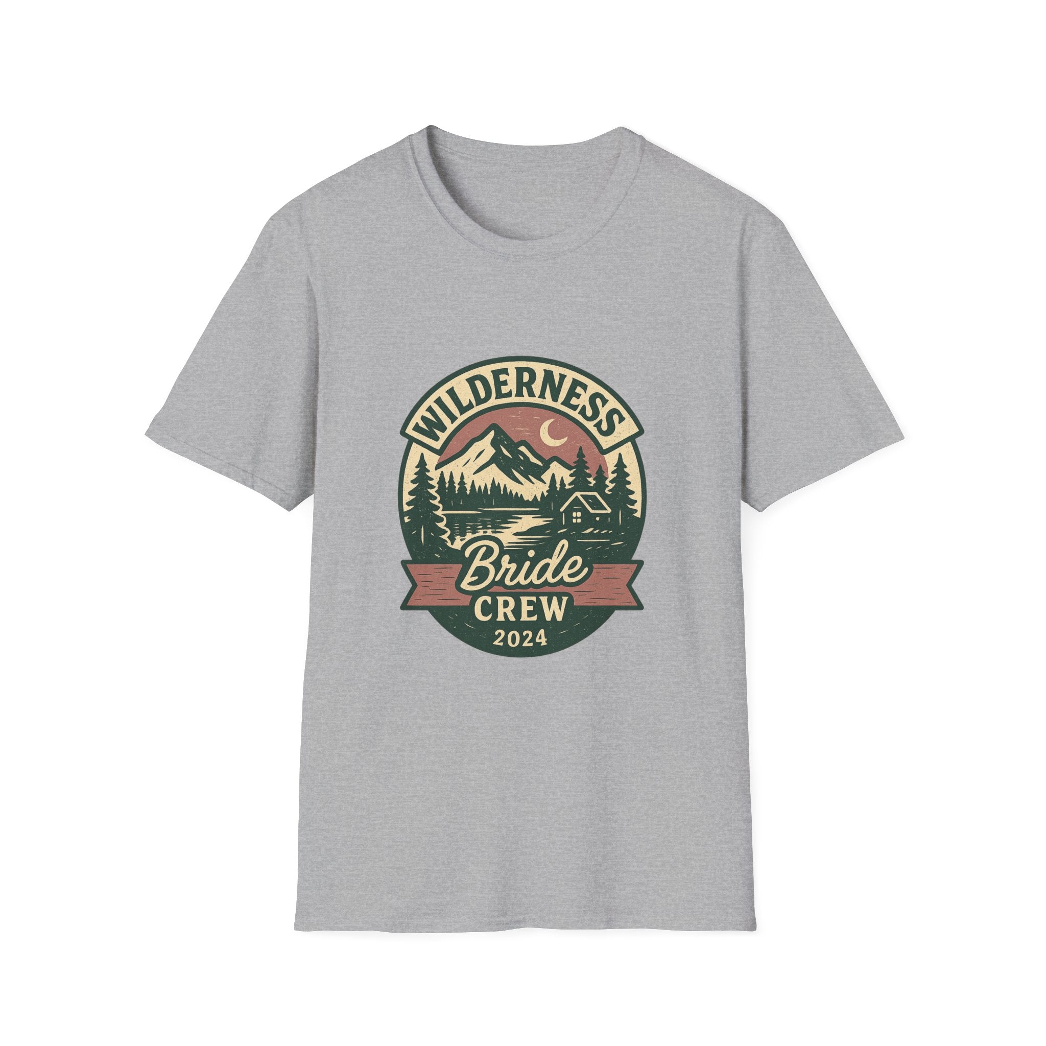 Wilderness Mountains Nightscapes T-Shirt | Bride Crew 2024 Badge