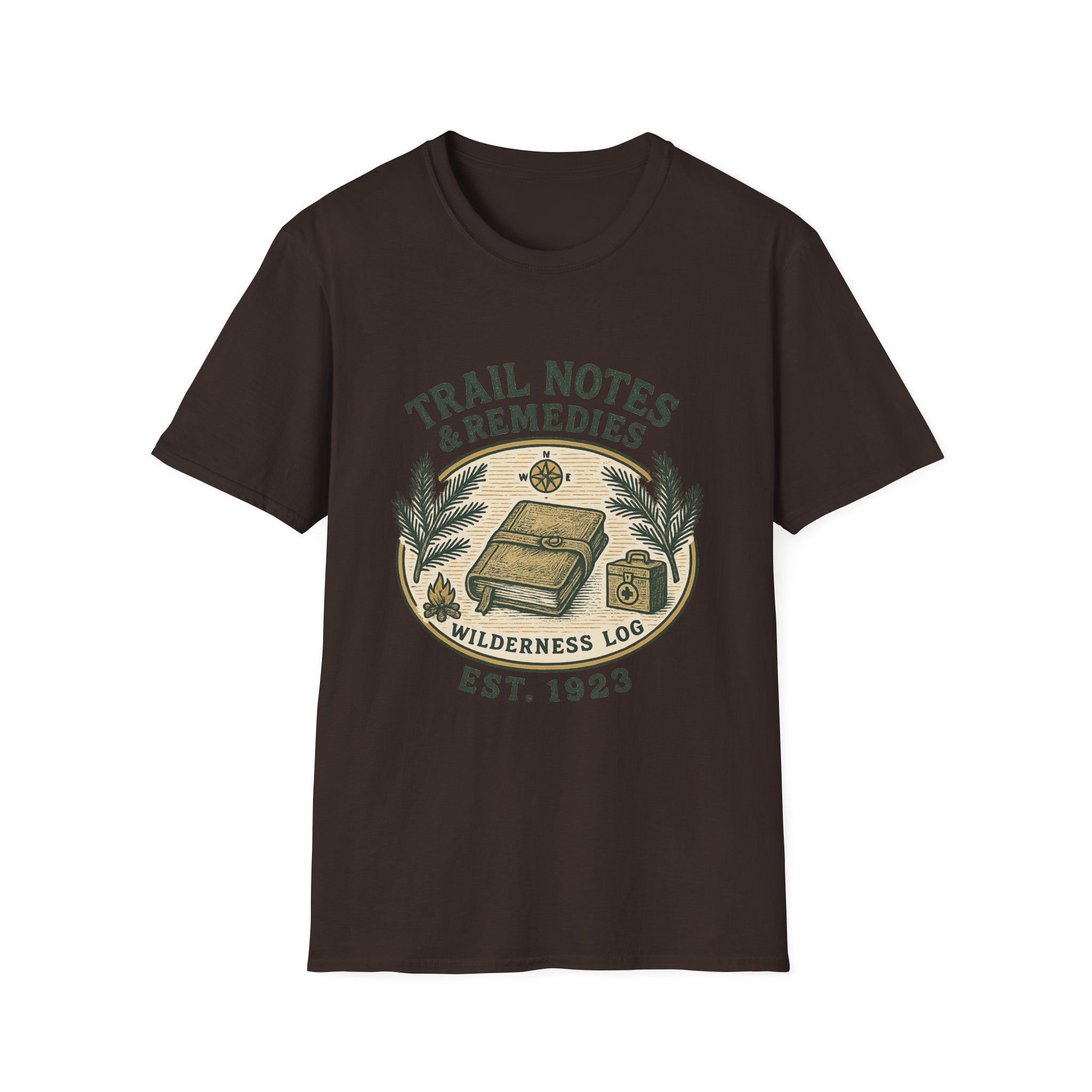 Trail Notes & Remedies T-Shirt | Wilderness Log, Vintage Botanical Design