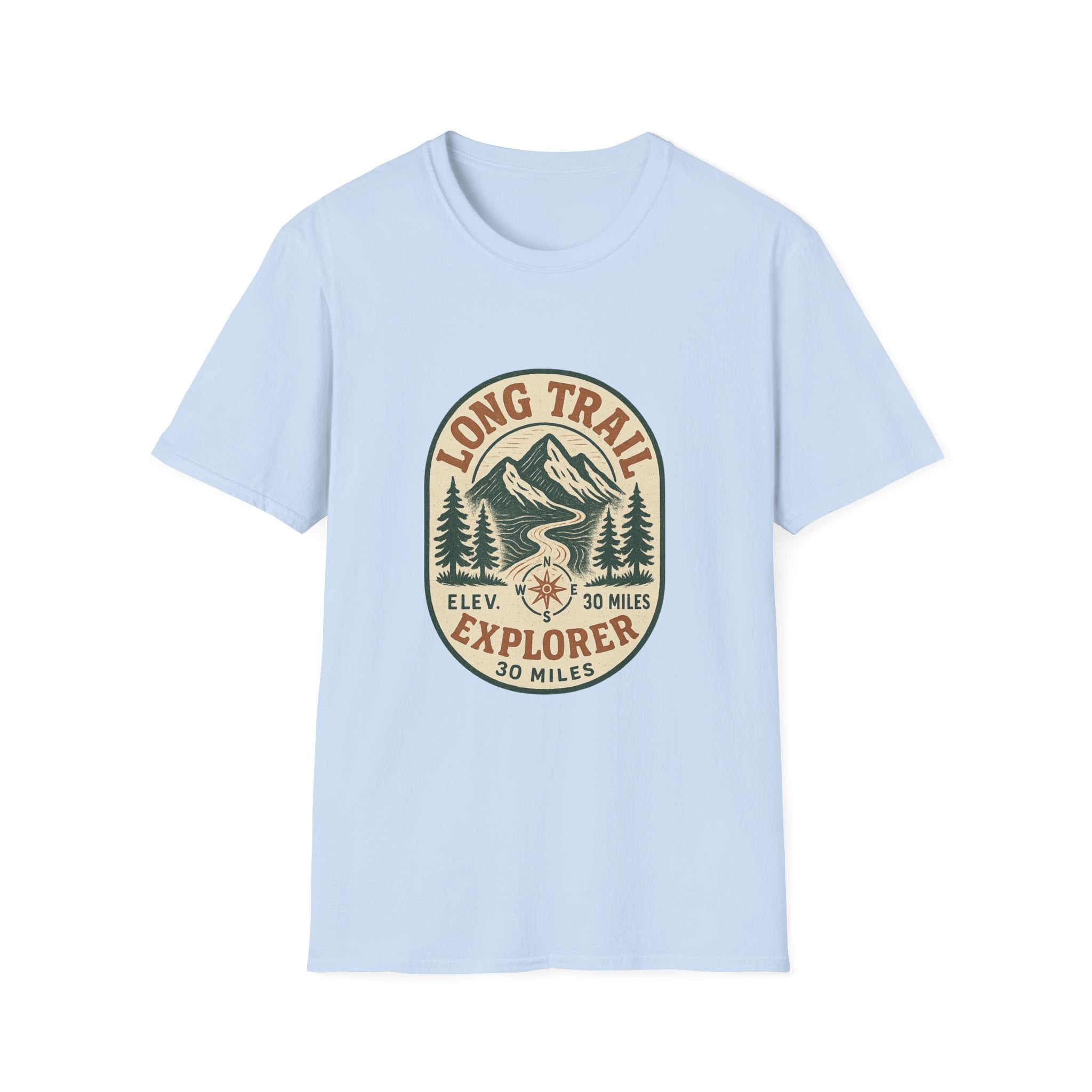 Long Trail Mountain Explorer T-Shirt | Hiking Adventure Badge