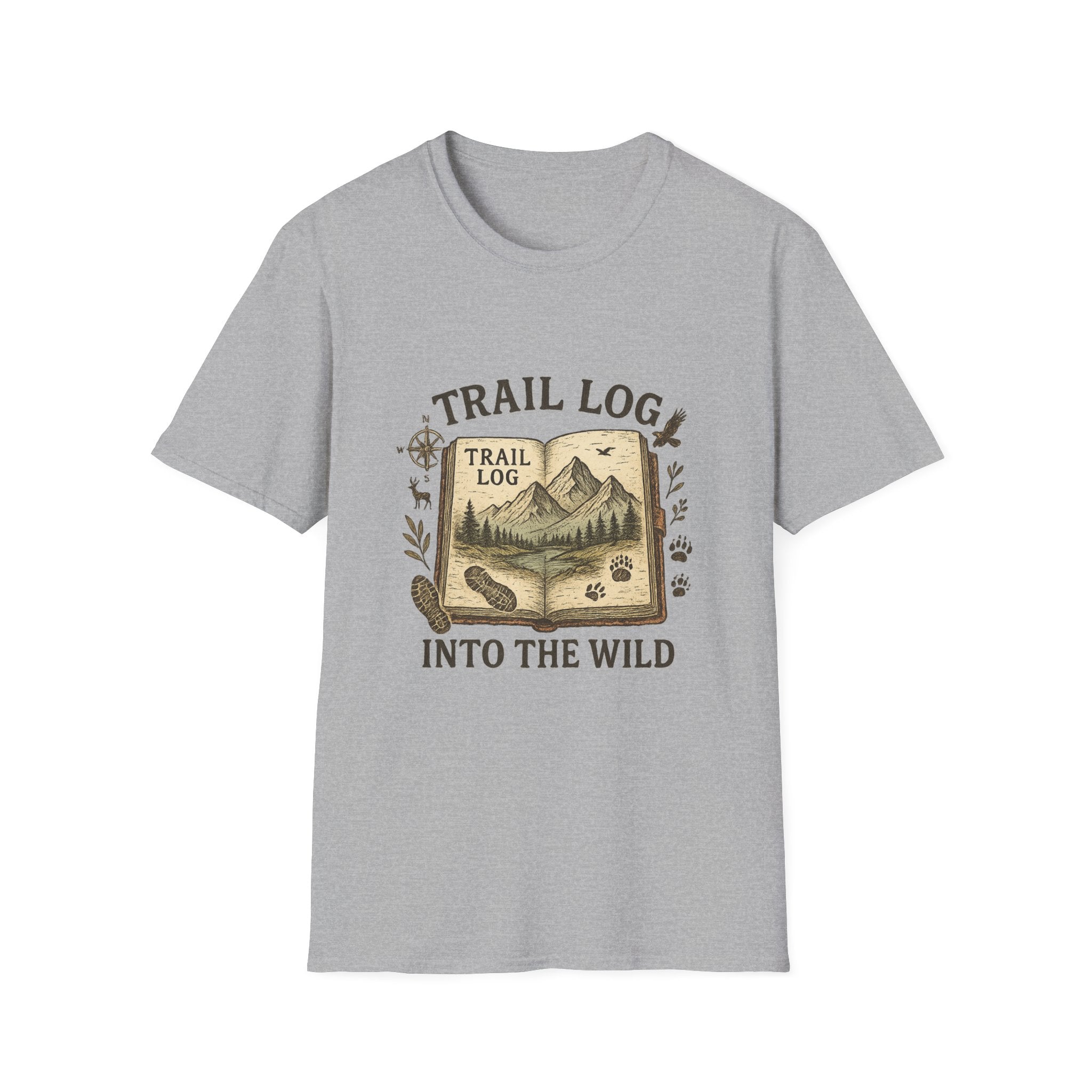 Trail Log book illustration T-Shirt | Into the Wild hiking design