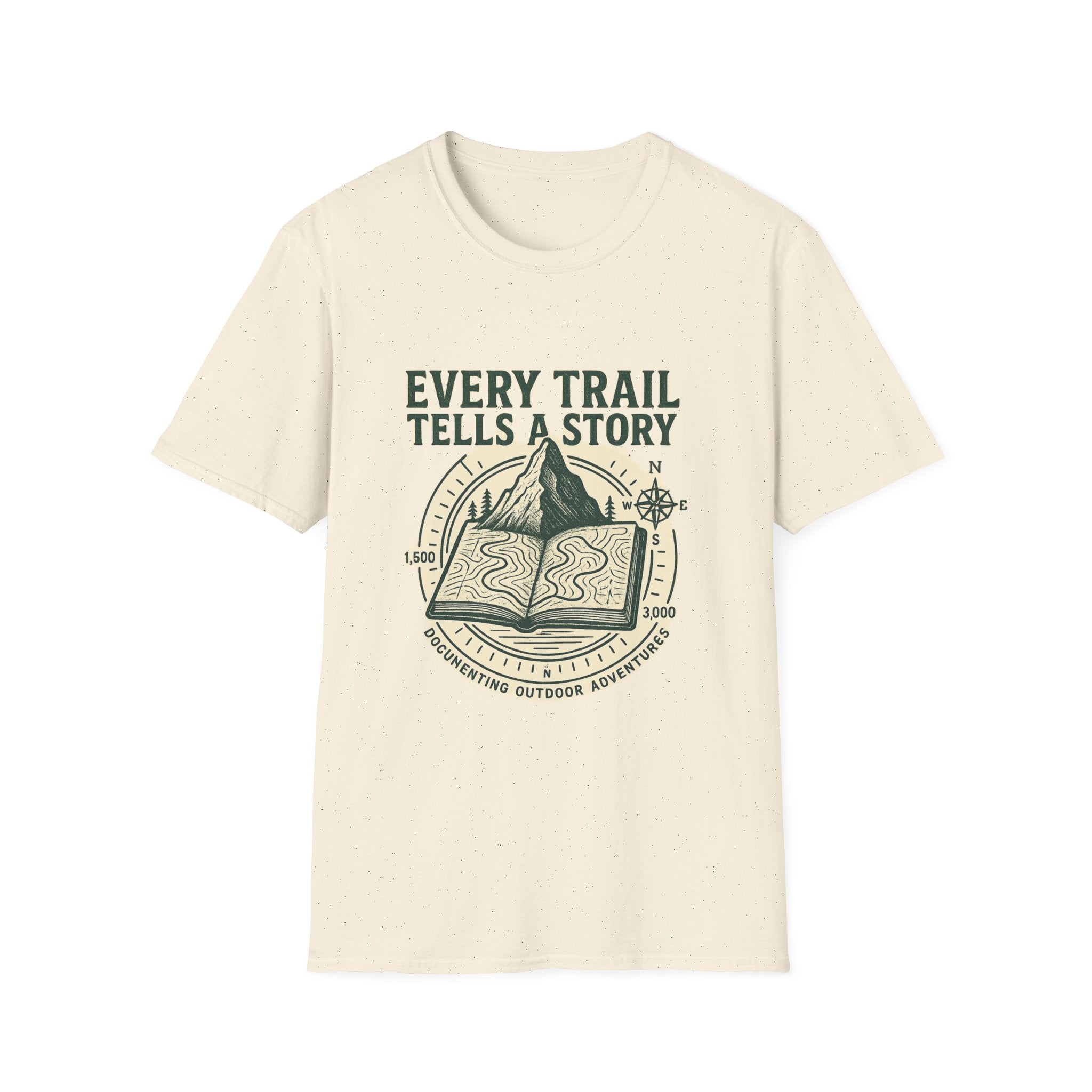 Every Trail Tells a Story T-Shirt | Hiking Mountain Compass Design