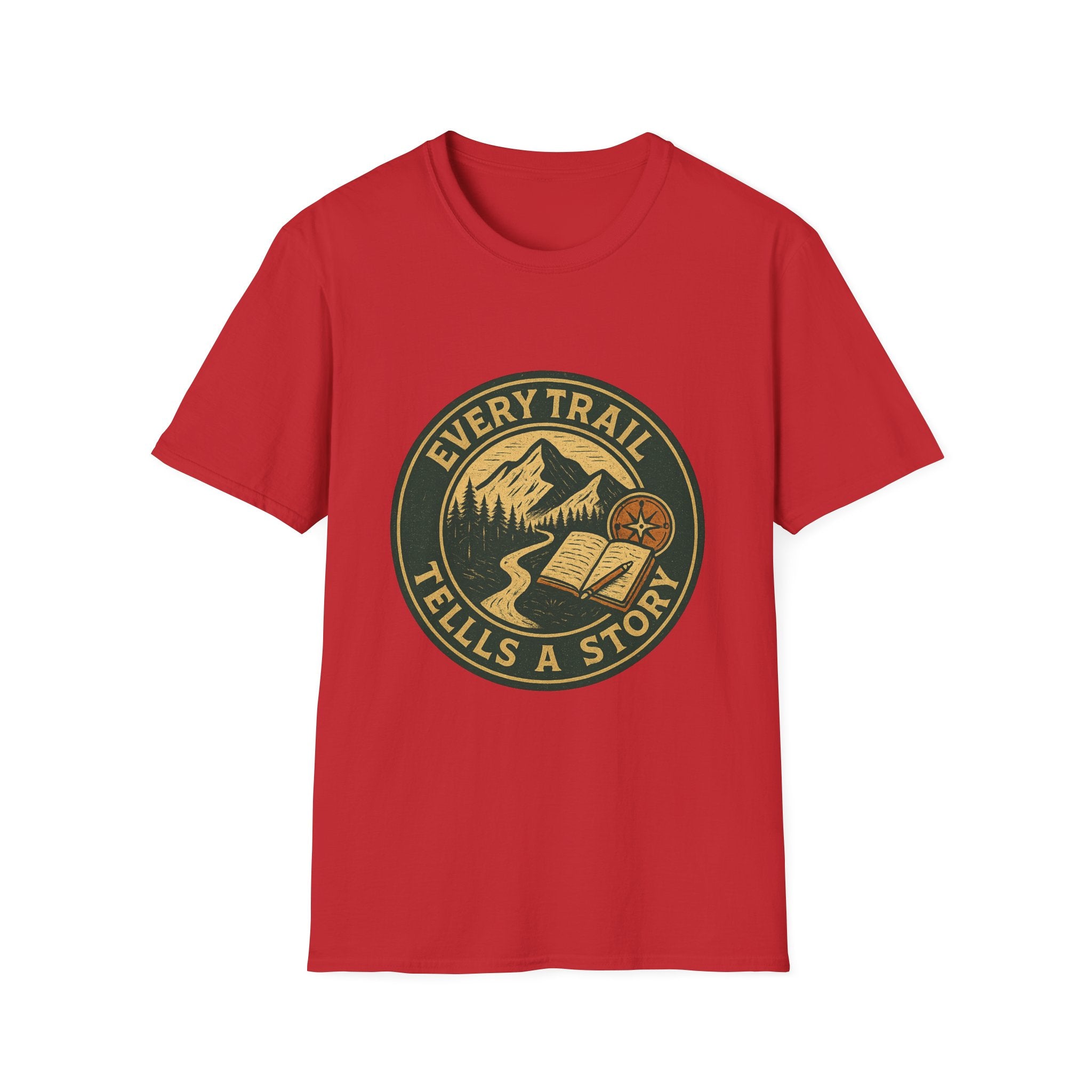 Every Trail Tells a Story T-Shirt | Mountain Hiking Badge Design