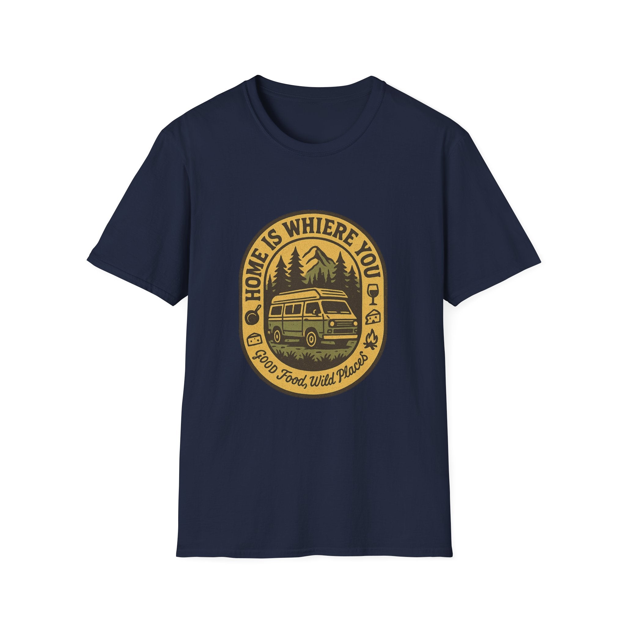Home Is Where You Park It Camper Van T-Shirt | Vintage RV Outdoor Camping Tee