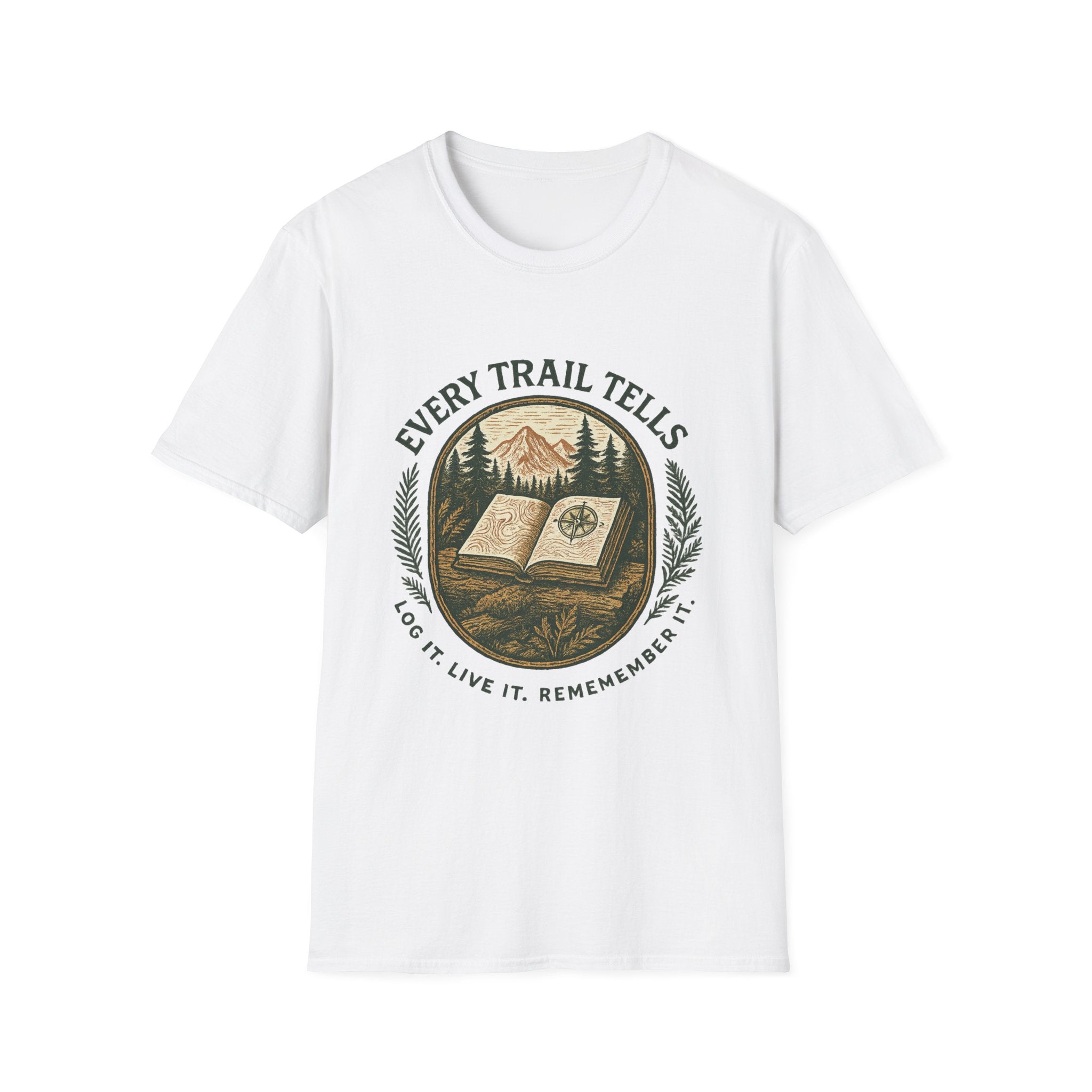 Every Trail Tells T-Shirt | Mountain Map Compass Hiking Shirt