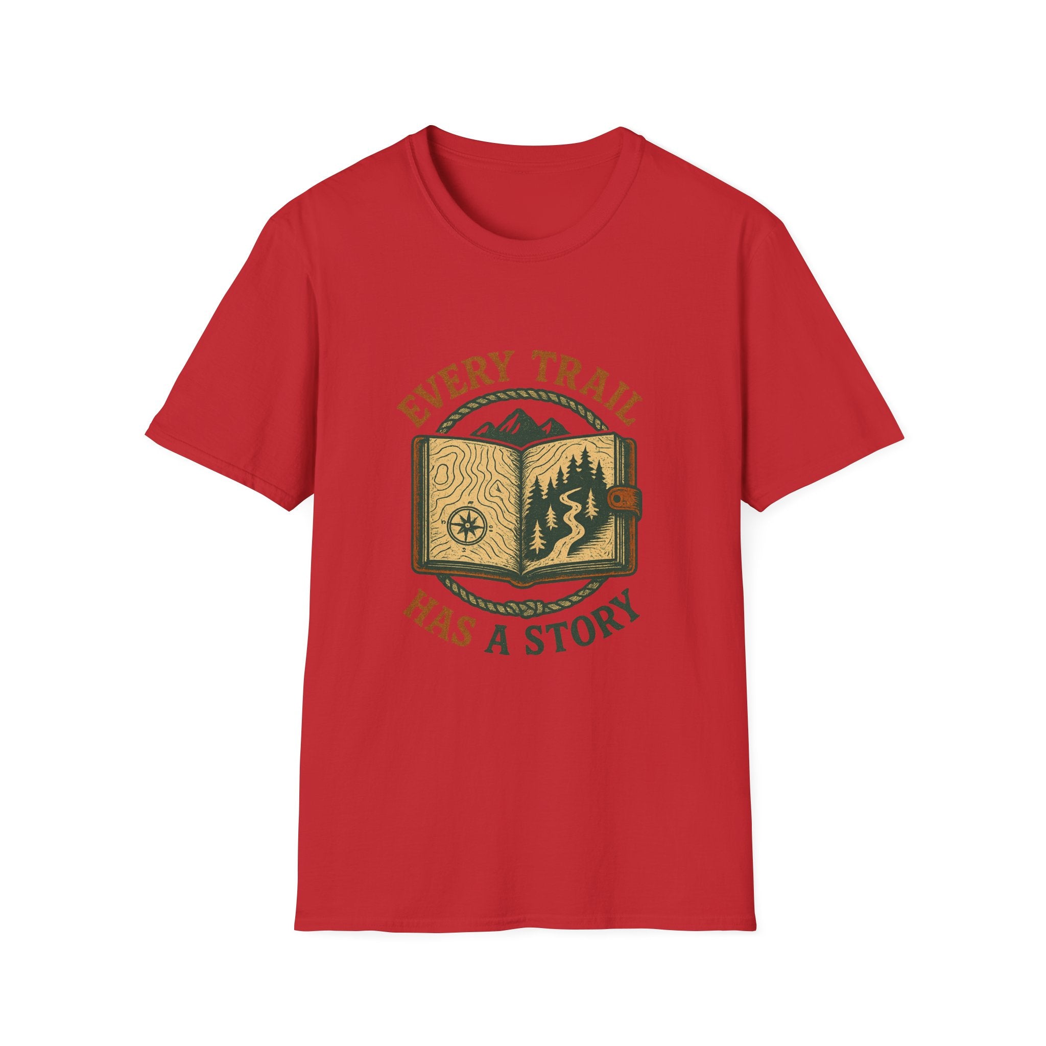 Every Trail Has a Story T-Shirt | Hiking Map Compass Mountains