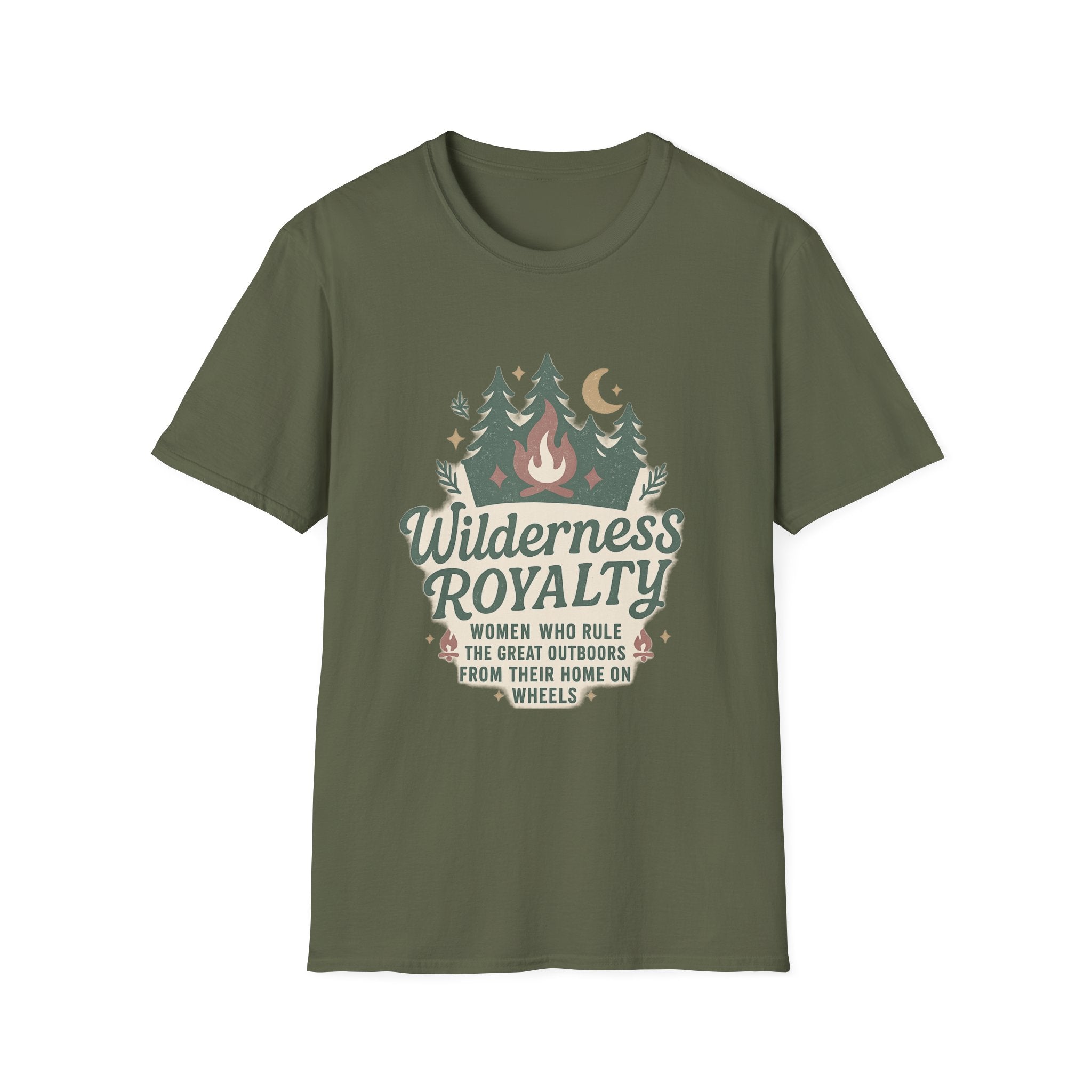 Wilderness Royalty T-Shirt | Campfire Trees Moon Outdoor Adventure