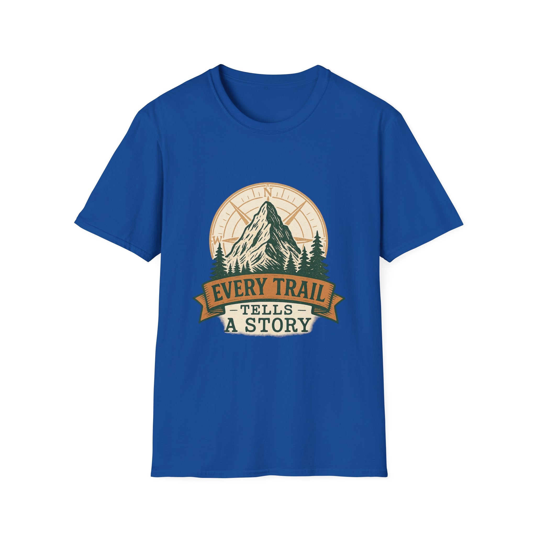 Every Trail Tells a Story Mountain T-Shirt | Hiking Adventure Graphic