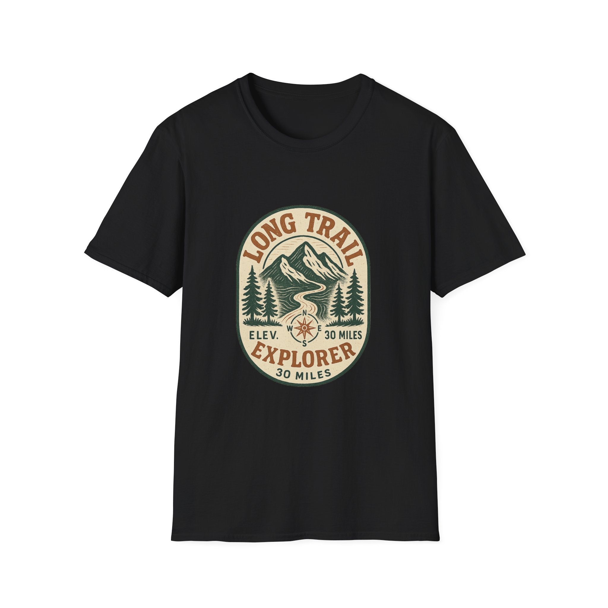Long Trail Mountain Explorer T-Shirt | Hiking Adventure Badge