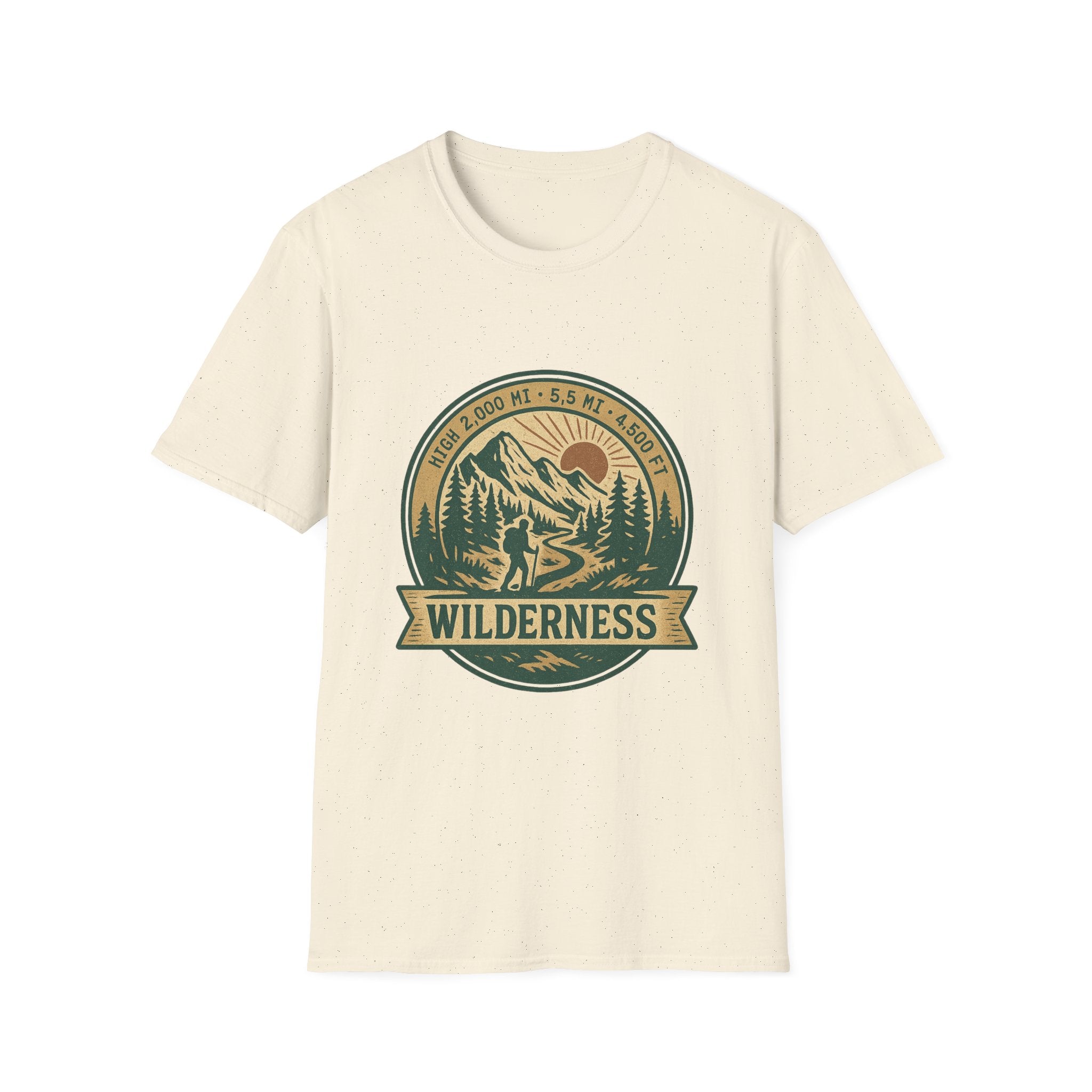 Wilderness Mountains Graphic T-Shirt | Hiking Badge Retro Outdoor Tee