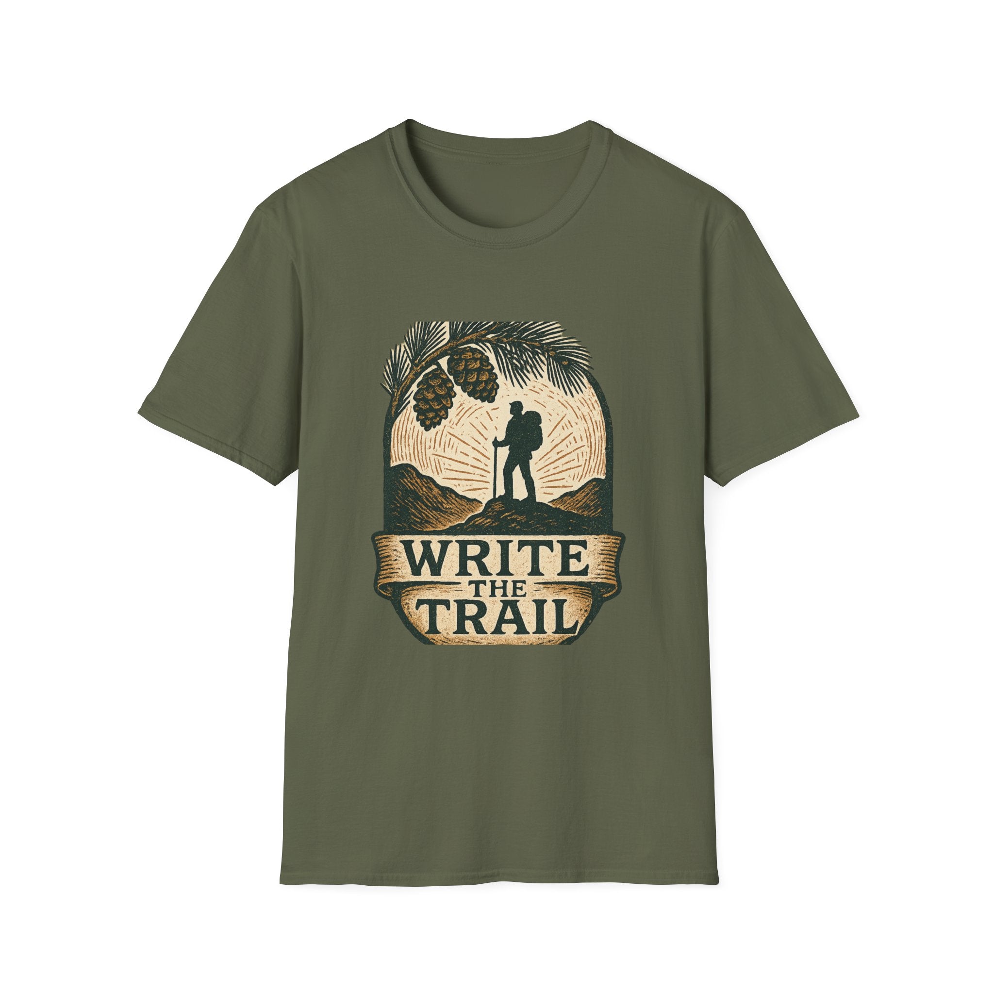 Write the Trail Hiking Shirt | Outdoor Pinecone Hiker Graphic Tee